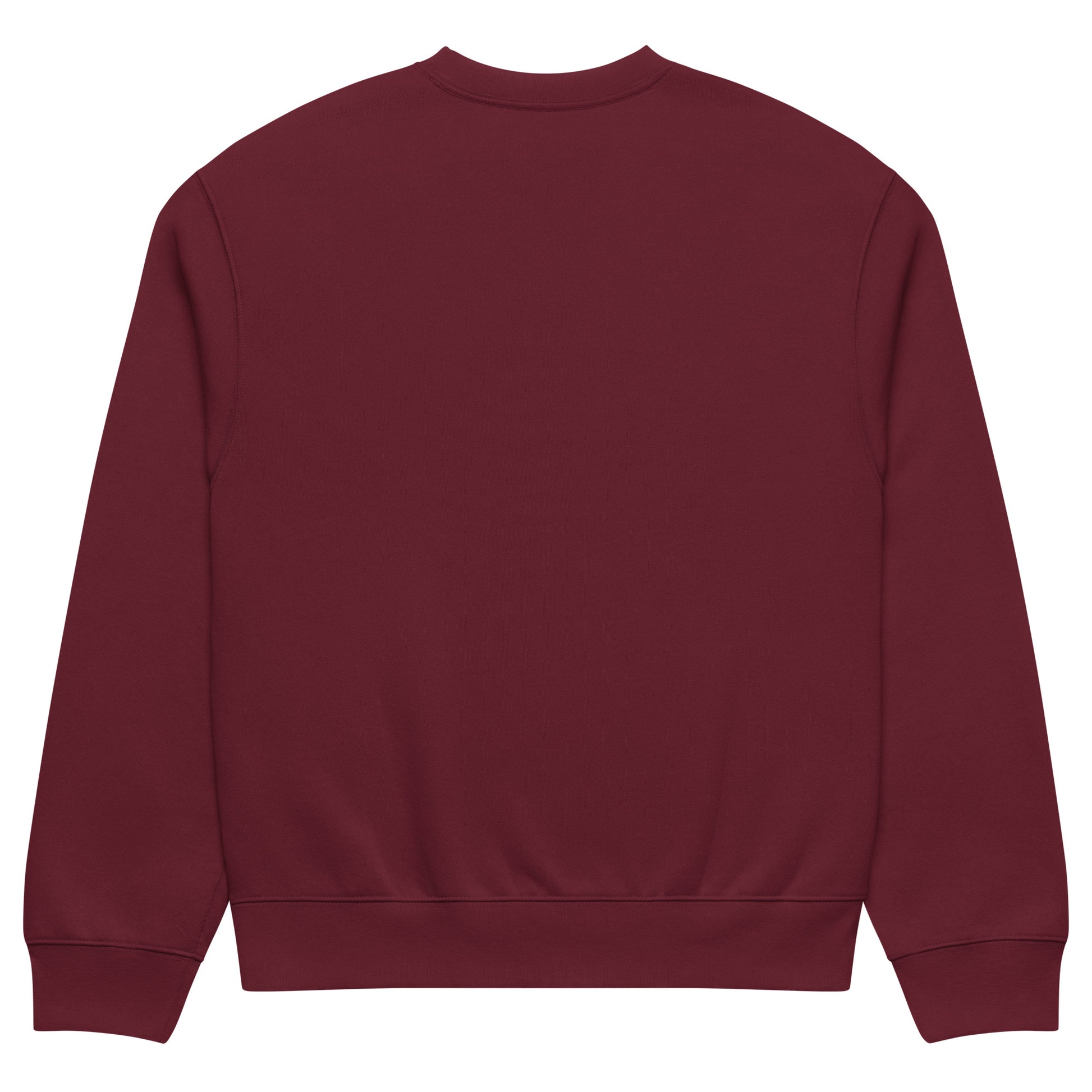 Maroon-Vandal Graffiti Tag Sweatshirt by Caos One from B.Different Clothing, back view, graffiti-inspired streetwear, oversized heavyweight