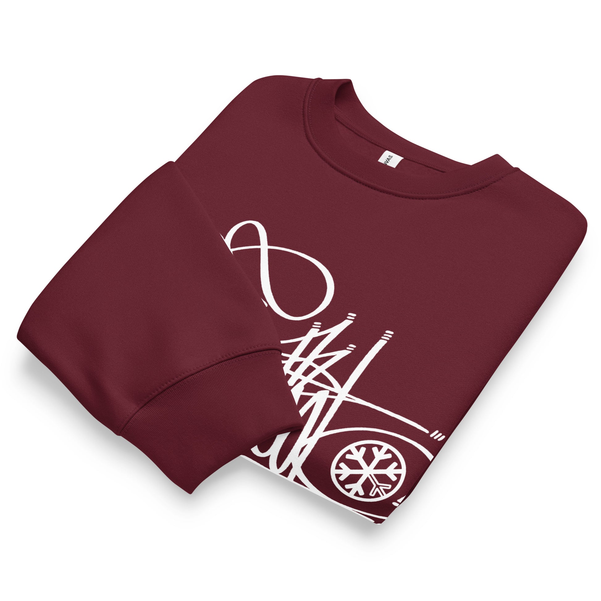 Maroon-Misfit Tag Sweatshirt by Graffiti Dad from B.Different Clothing, folded, graffiti-inspired streetwear, oversized heavyweight