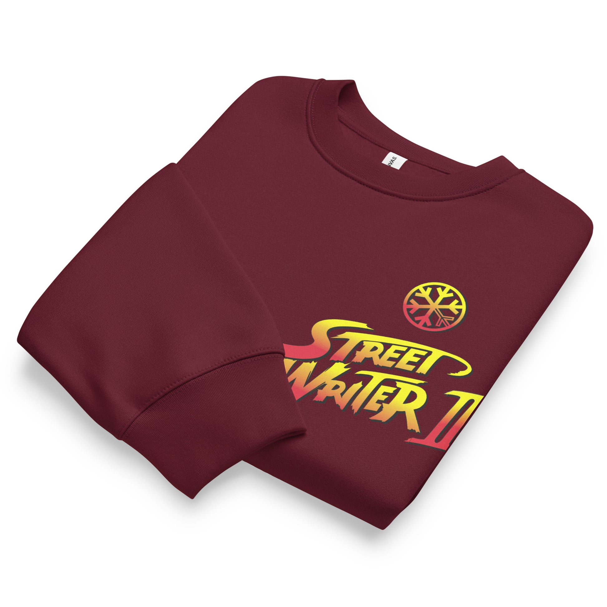 Maroon-Street Writer II Graffiti Sweatshirt from B.Different Clothing, folded, graffiti-inspired streetwear, oversized heavyweight