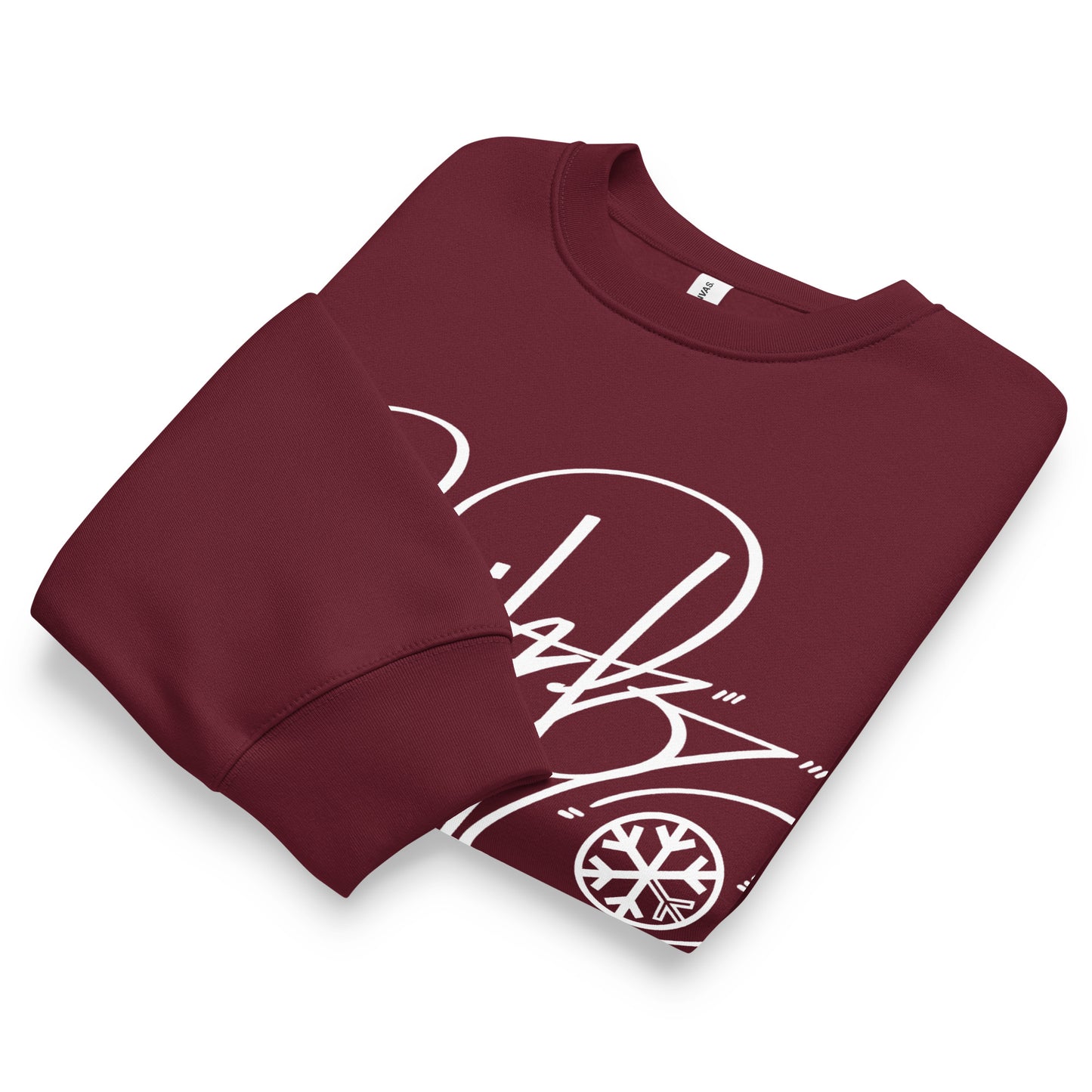 Maroon-Writer Tag Sweatshirt by Graffiti Dad from B.Different Clothing, folded, graffiti-inspired streetwear, oversized heavyweight