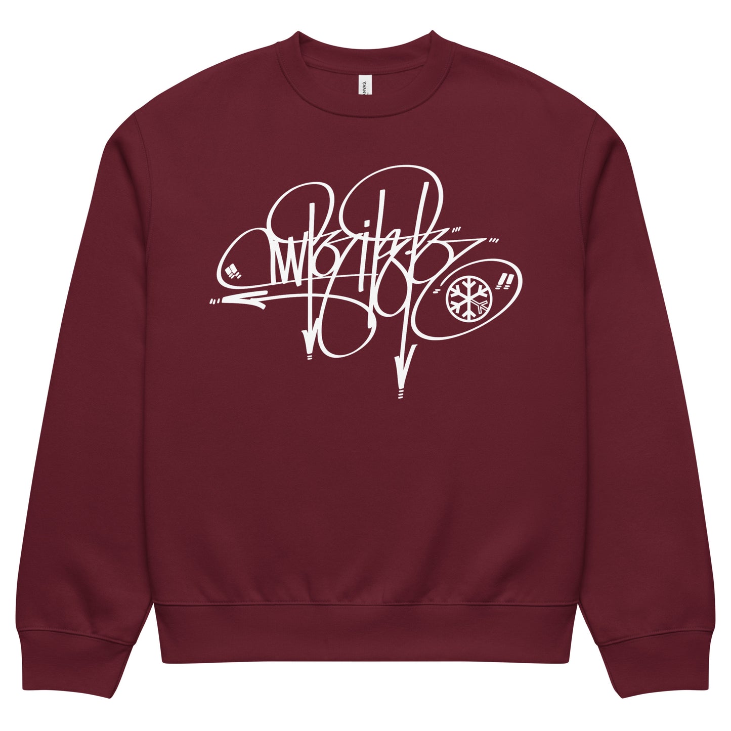 Maroon-Writer Tag Sweatshirt by Graffiti Dad from B.Different Clothing, front view, graffiti-inspired streetwear, oversized heavyweight