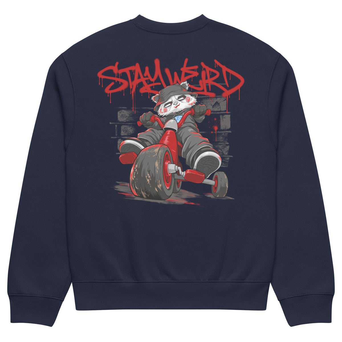 Navy-Raks The Puppet Graffiti Sweatshirt by Emti from B.Different Clothing, back view, graffiti-inspired streetwear, oversized heavyweight