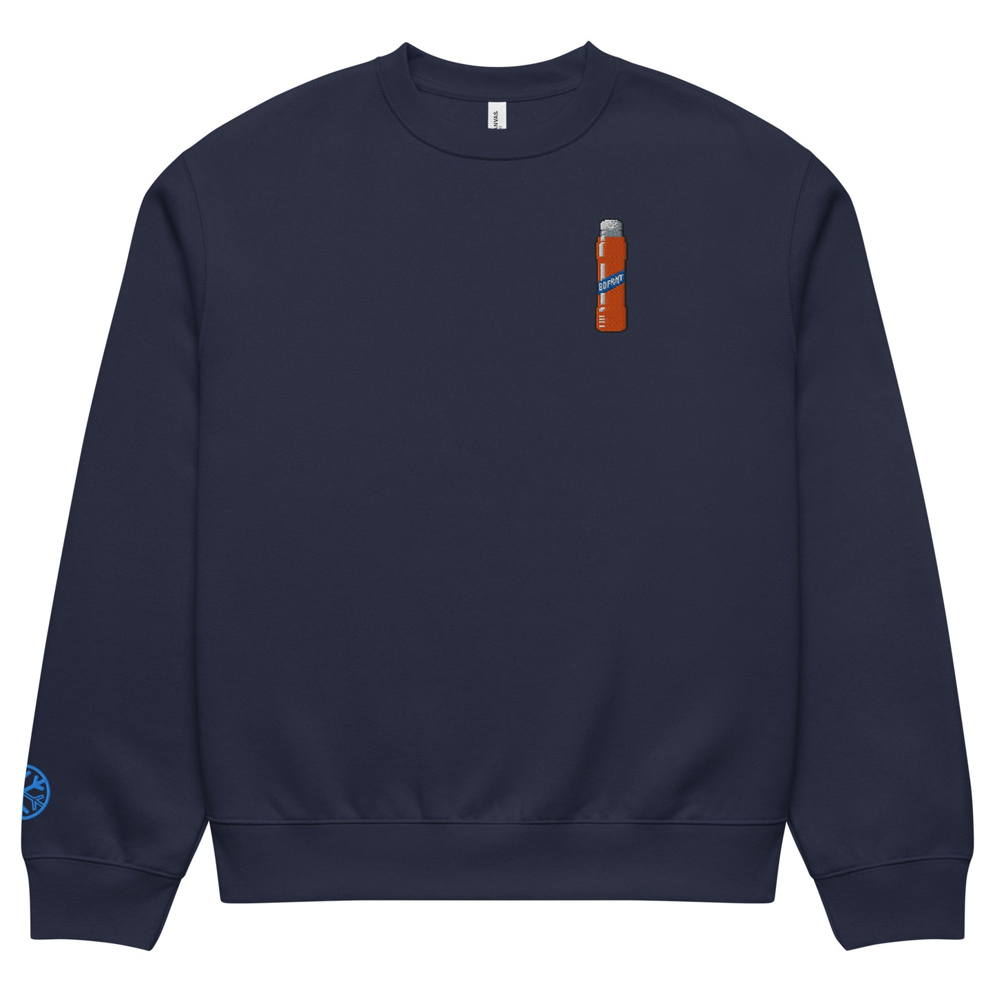 Navy-Pixel Marker Graffiti Sweatshirt from B.Different Clothing, front view, graffiti-inspired streetwear, oversized heavyweight