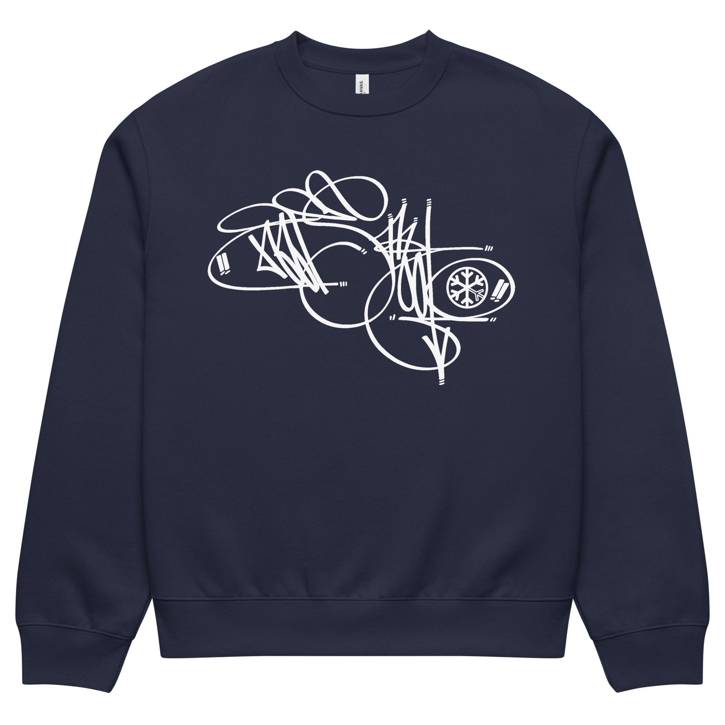Navy-Misfit Tag Sweatshirt by Graffiti Dad from B.Different Clothing, front view, graffiti-inspired streetwear, oversized heavyweight