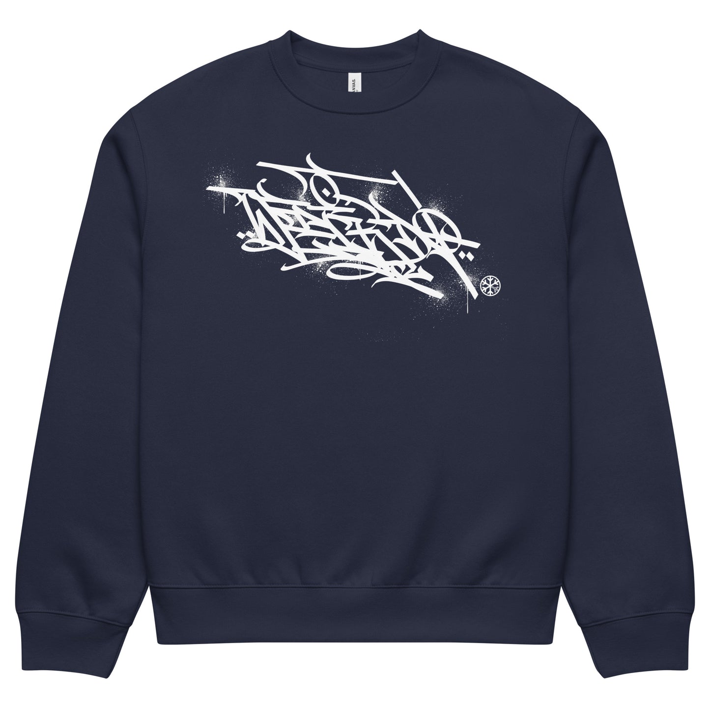 Navy-Weirdo Graffiti Tag Sweatshirt by Shew from B.Different Clothing, front view, graffiti-inspired streetwear, oversized heavyweight