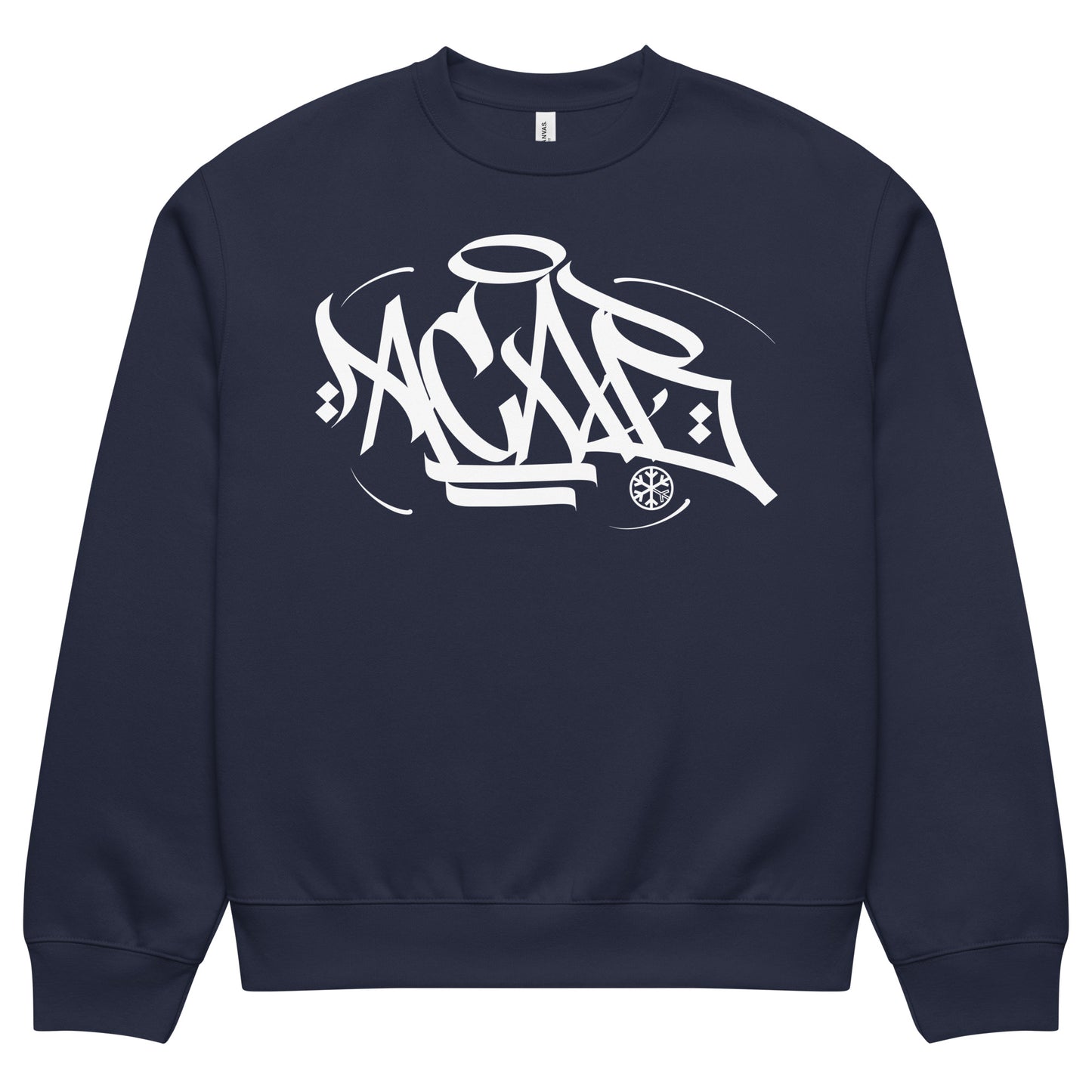 Navy-Acab Graffiti Tag Sweatshirt by Caos One from B.Different Clothing, front view, graffiti-inspired streetwear, oversized heavyweight