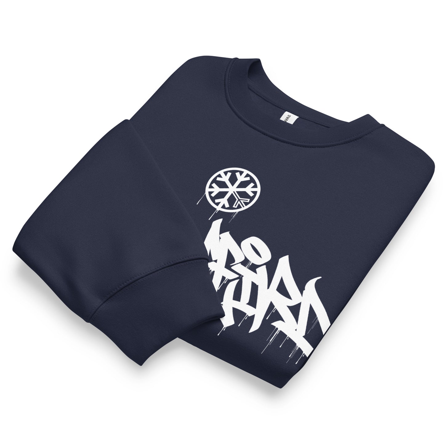 Navy-Stay Weird Graffiti Tag Sweatshirt by Monsterinho from B.Different Clothing, front view, graffiti-inspired streetwear, oversized heavyweight