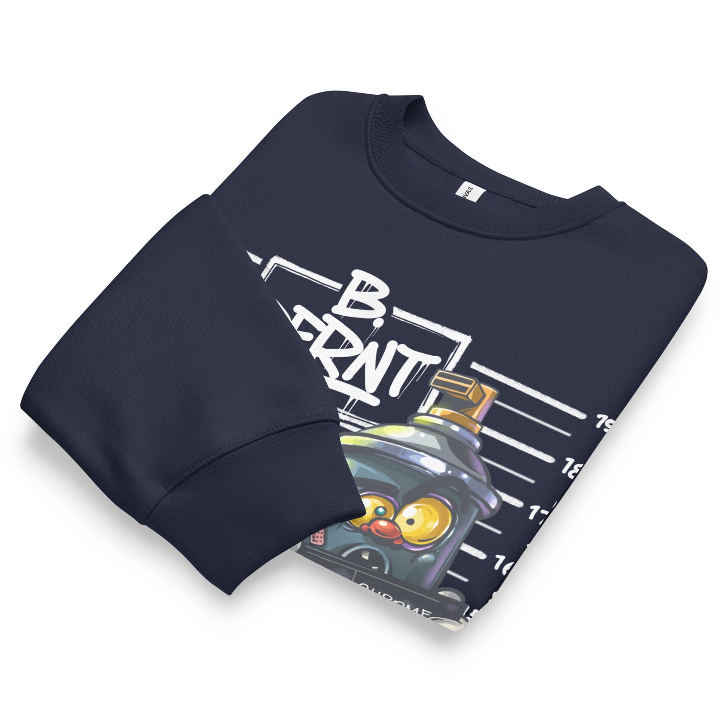 Navy-Mug Short Graffiti Sweatshirt by Trk One from B.Different Clothing, folded, graffiti-inspired streetwear, oversized heavyweight