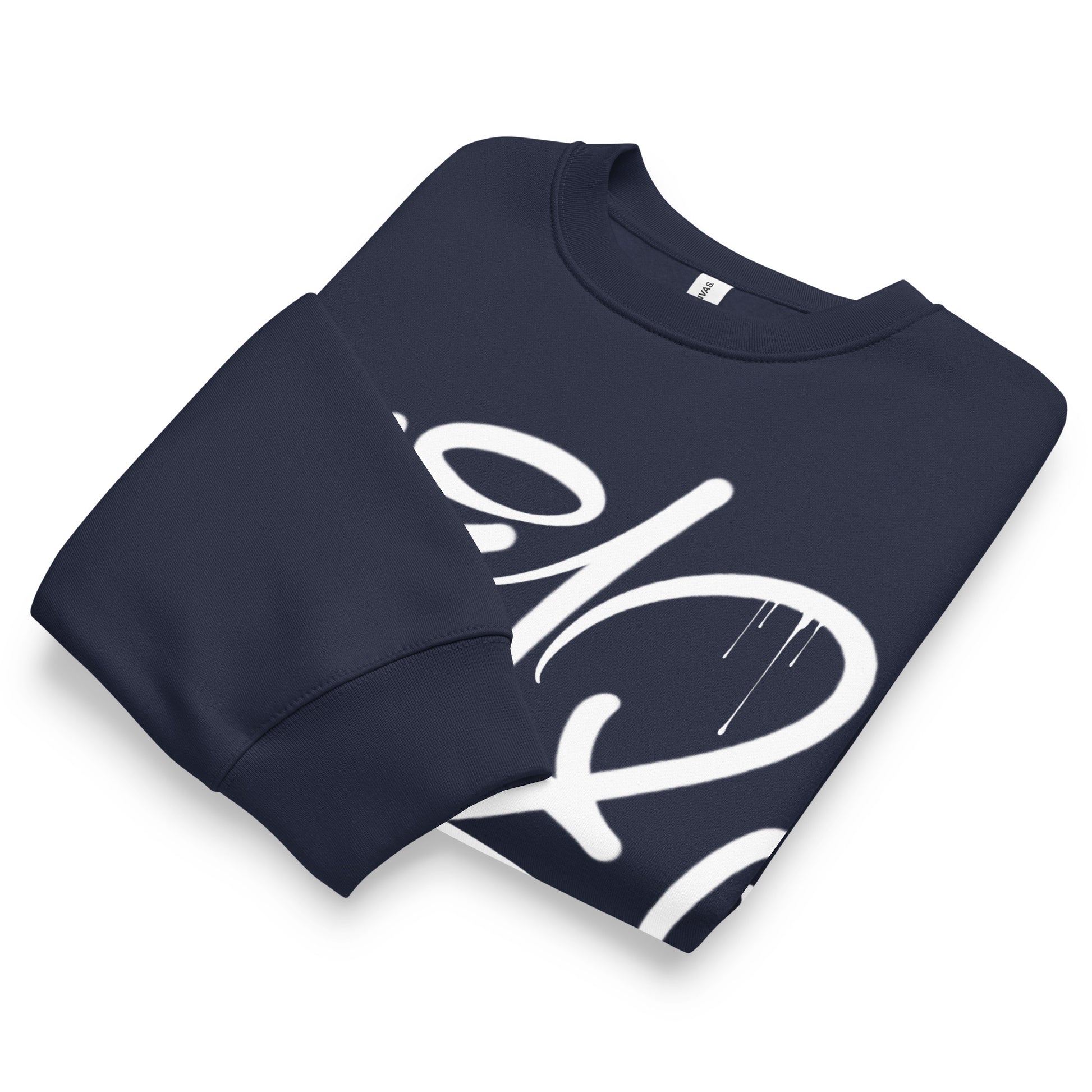 Navy-1312 Graffiti Tag Sweatshirt by Caos One from B.Different Clothing, front view, graffiti-inspired streetwear, oversized heavyweight