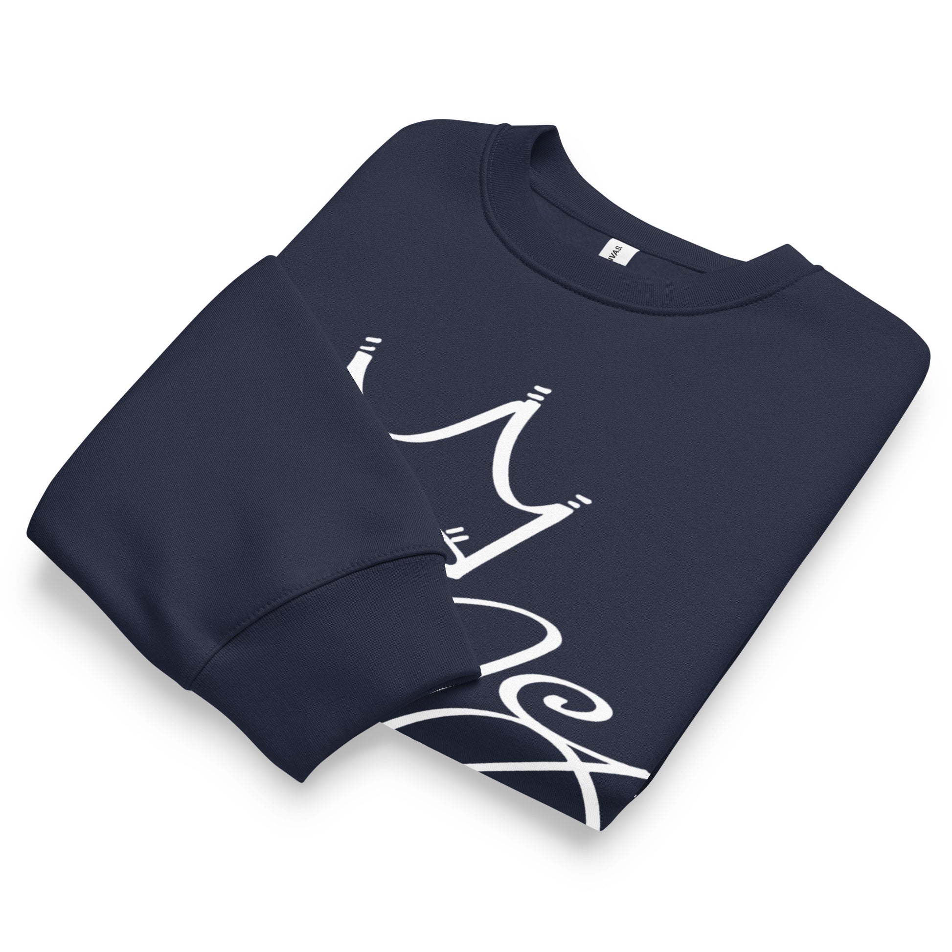 Navy-Mop King Tag Sweatshirt by Graffiti Dad from B.Different Clothing, folded, graffiti-inspired streetwear, oversized heavyweight