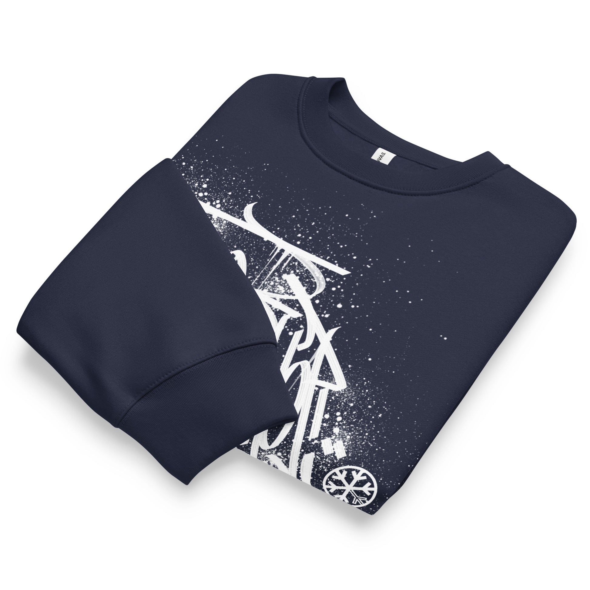 Navy-Hip Hop Love Graffiti Sweatshirt by Shew from B.Different Clothing, folded, graffiti-inspired streetwear, oversized heavyweight