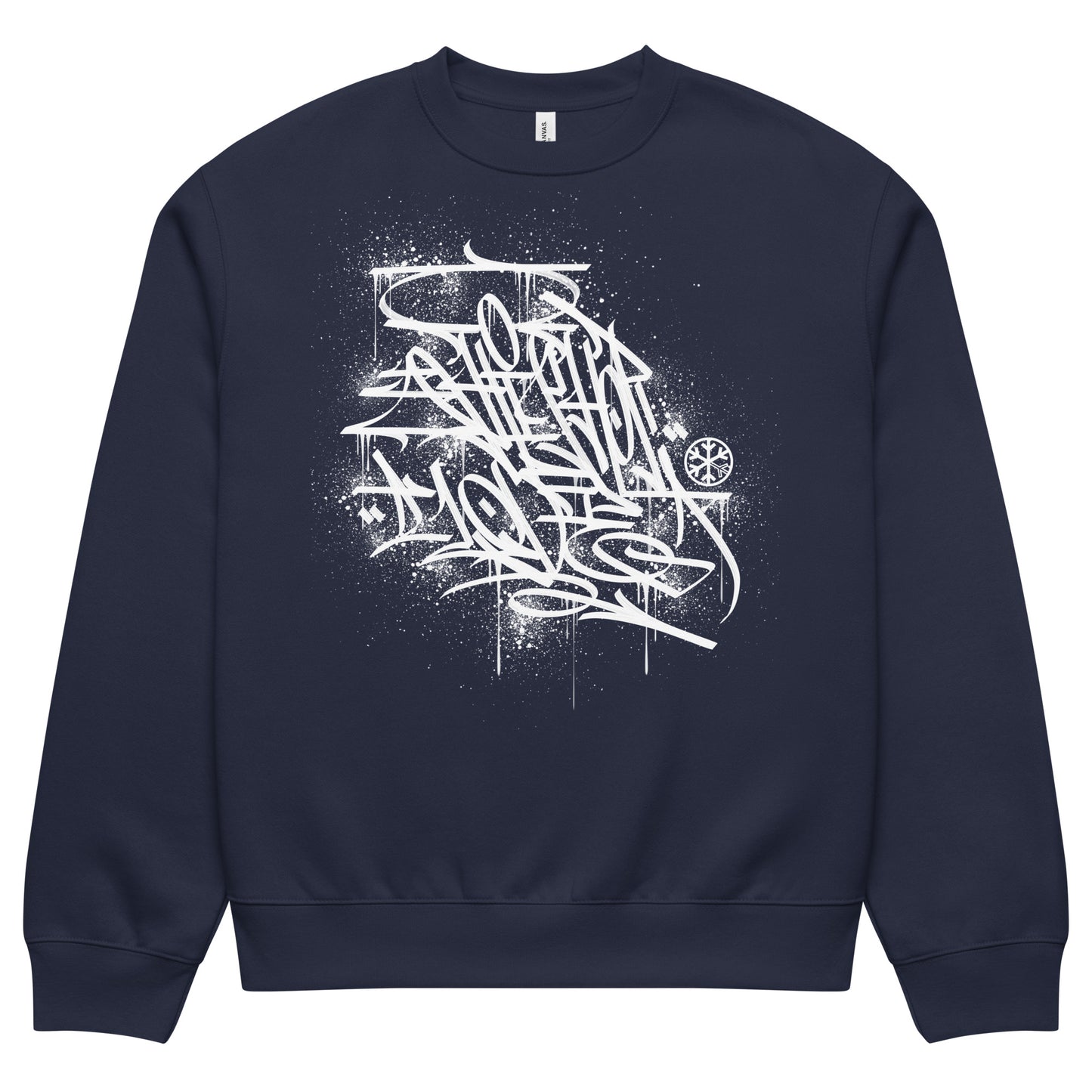 Navy-Hip Hop Love Graffiti Sweatshirt by Shew from B.Different Clothing, front view, graffiti-inspired streetwear, oversized heavyweight