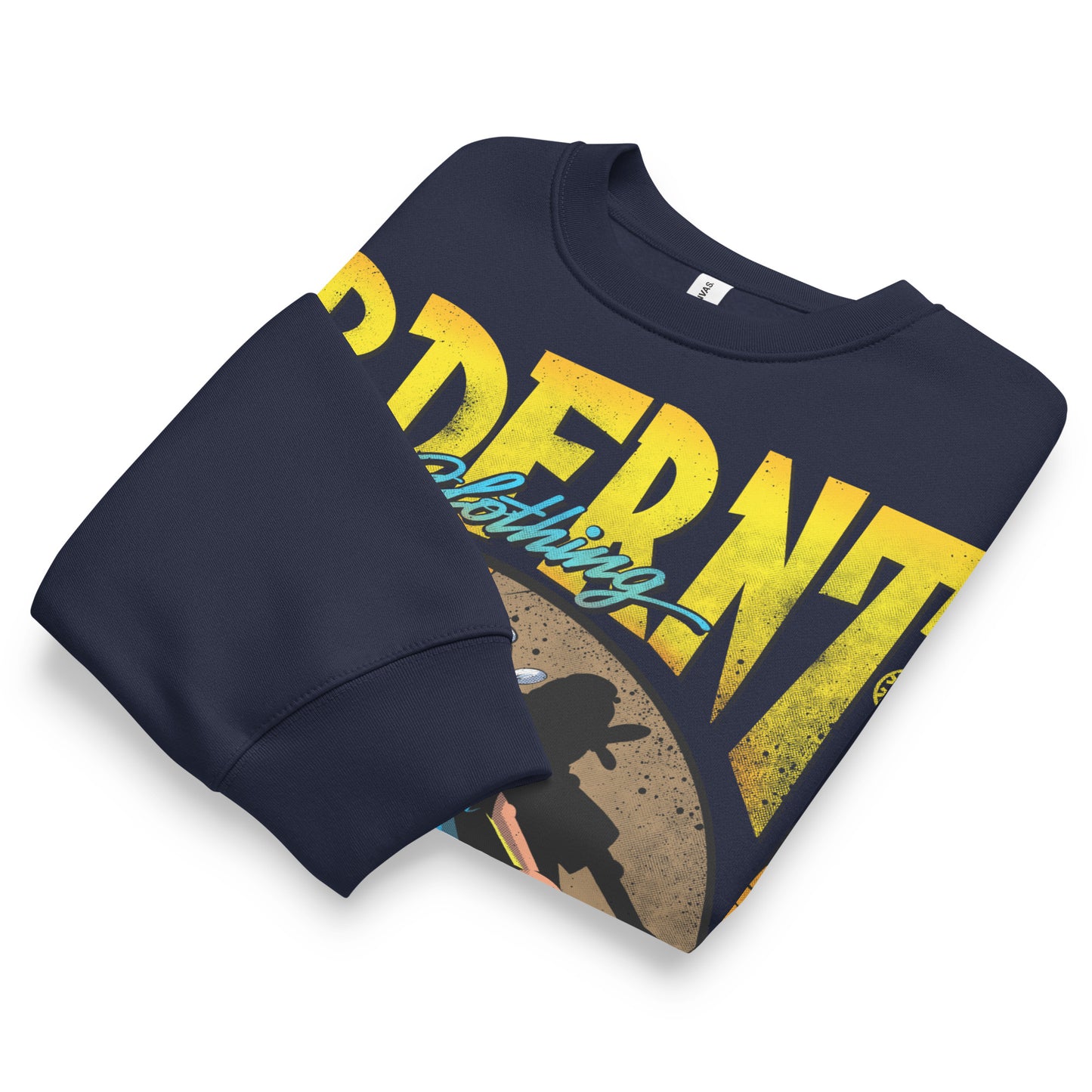 Navy-Street Spotlight Graffiti Sweatshirt by Trk One from B.Different Clothing, folded, graffiti-inspired streetwear, oversized heavyweight