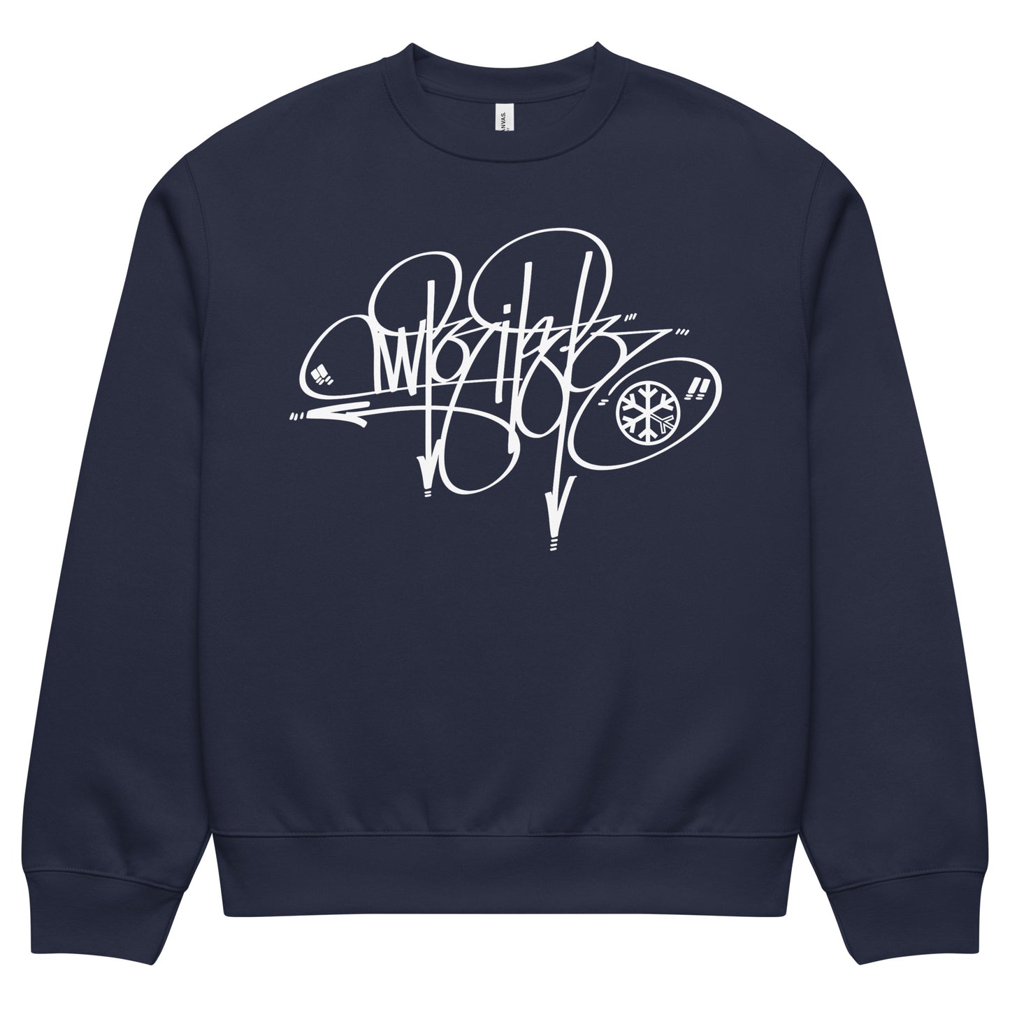 Navy-Writer Tag Sweatshirt by Graffiti Dad from B.Different Clothing, front view, graffiti-inspired streetwear, oversized heavyweight