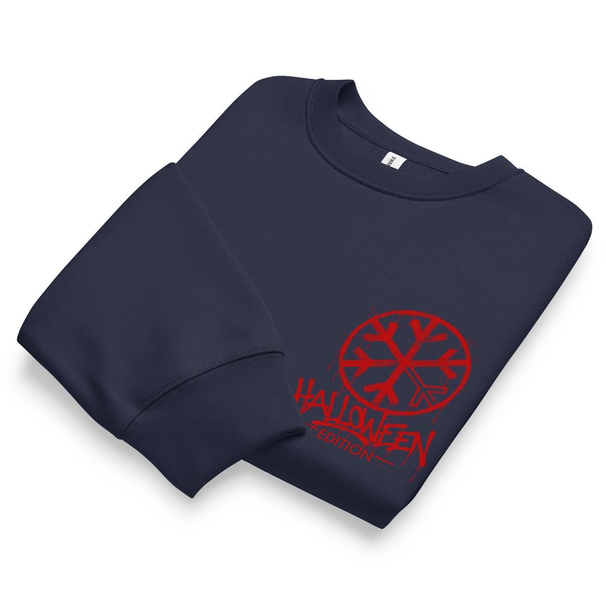 Navy-Raks The Puppet Graffiti Sweatshirt by Emti from B.Different Clothing, folded, graffiti-inspired streetwear, oversized heavyweight