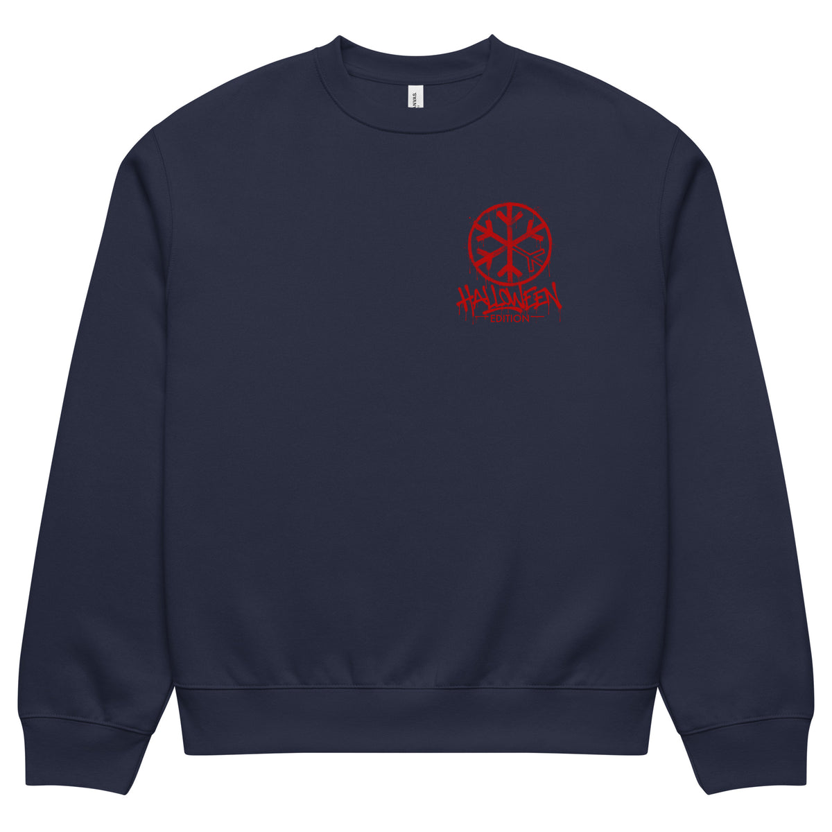 Navy-Raks The Puppet Graffiti Sweatshirt by Emti from B.Different Clothing, front view, graffiti-inspired streetwear, oversized heavyweight
