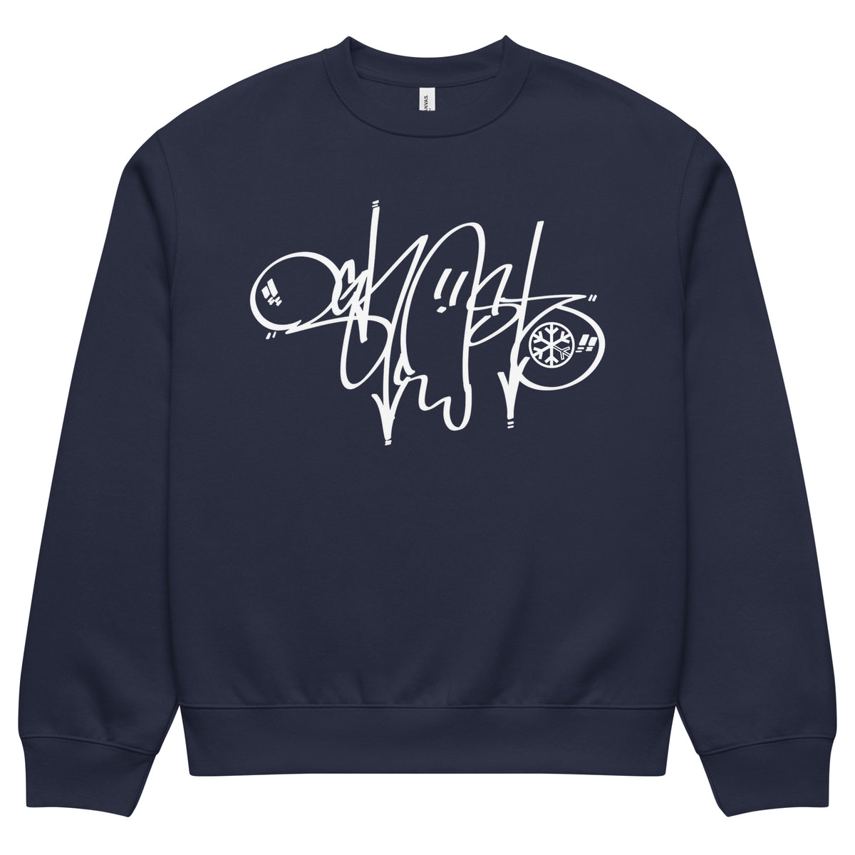 Navy-Ghost Tag Sweatshirt by Graffiti Dad from B.Different Clothing, front view, graffiti-inspired streetwear, oversized heavyweight