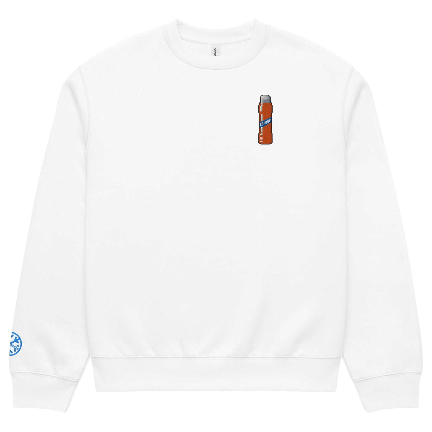 White-Pixel Marker Graffiti Sweatshirt from B.Different Clothing, front view, graffiti-inspired streetwear, oversized heavyweight