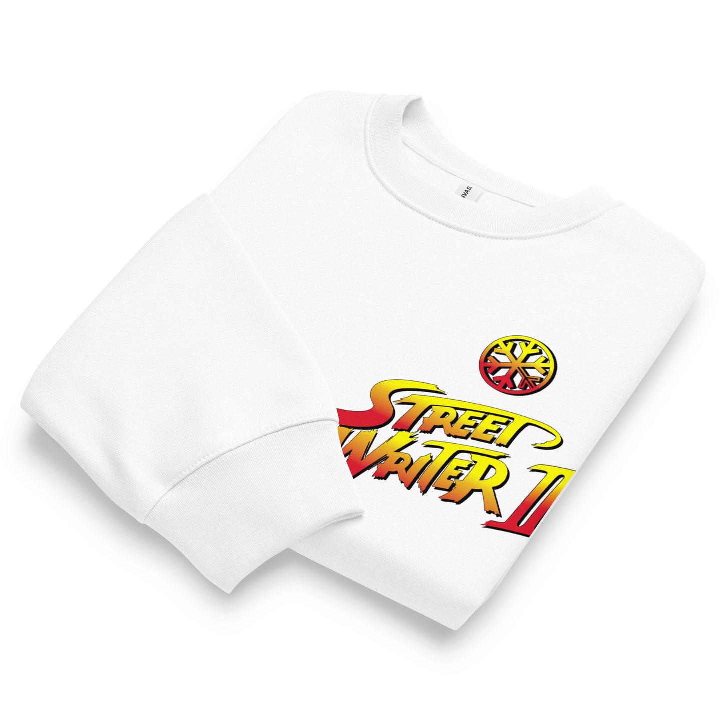 White-Street Writer II Graffiti Sweatshirt from B.Different Clothing, folded, graffiti-inspired streetwear, oversized heavyweight