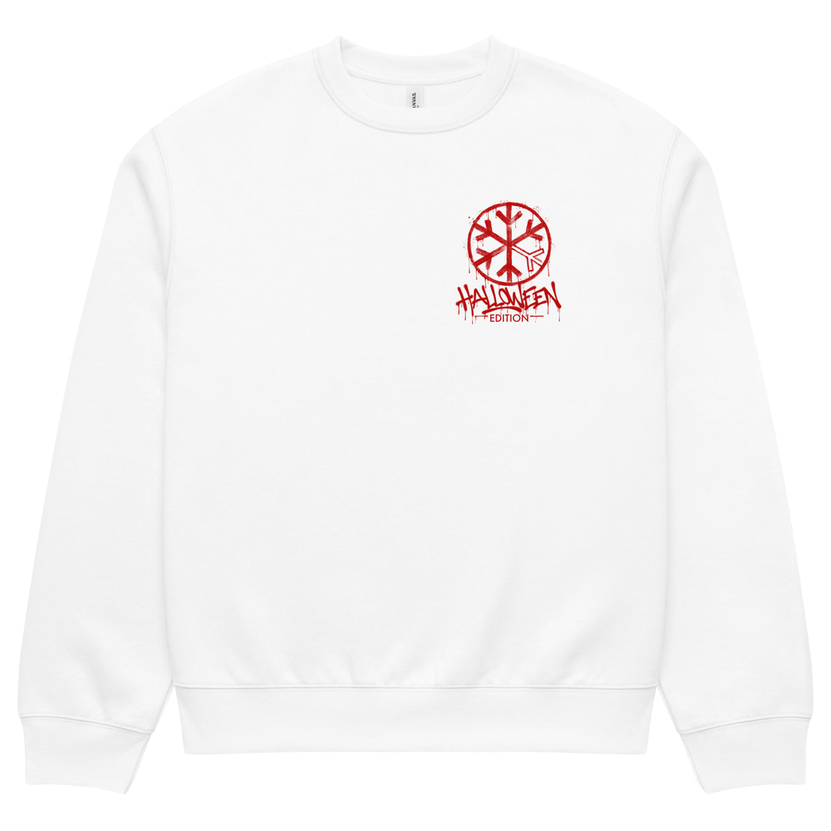 White-Raks The Puppet Graffiti Sweatshirt by Emti from B.Different Clothing, front view, graffiti-inspired streetwear, oversized heavyweight