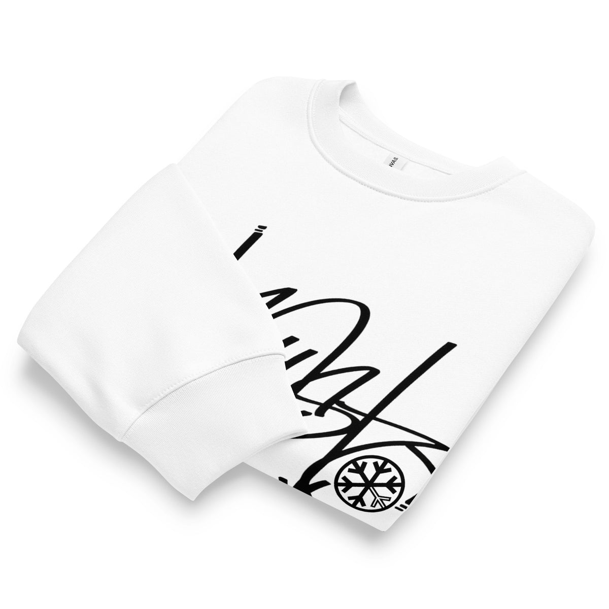 White-Ghost Tag Sweatshirt by Graffiti Dad from B.Different Clothing, folded, graffiti-inspired streetwear, oversized heavyweight