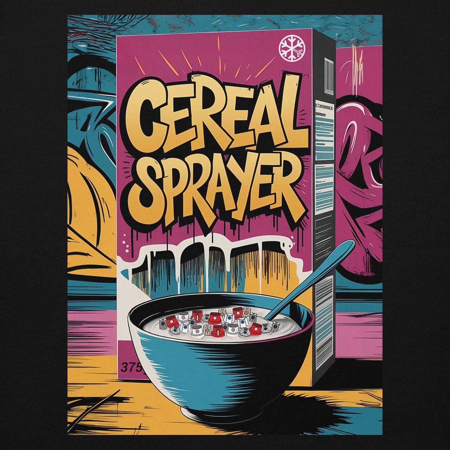 graphic of Cereal Sprayer Graffiti Hoodie black B.Different Clothing graffiti street art inspired streetwear brand