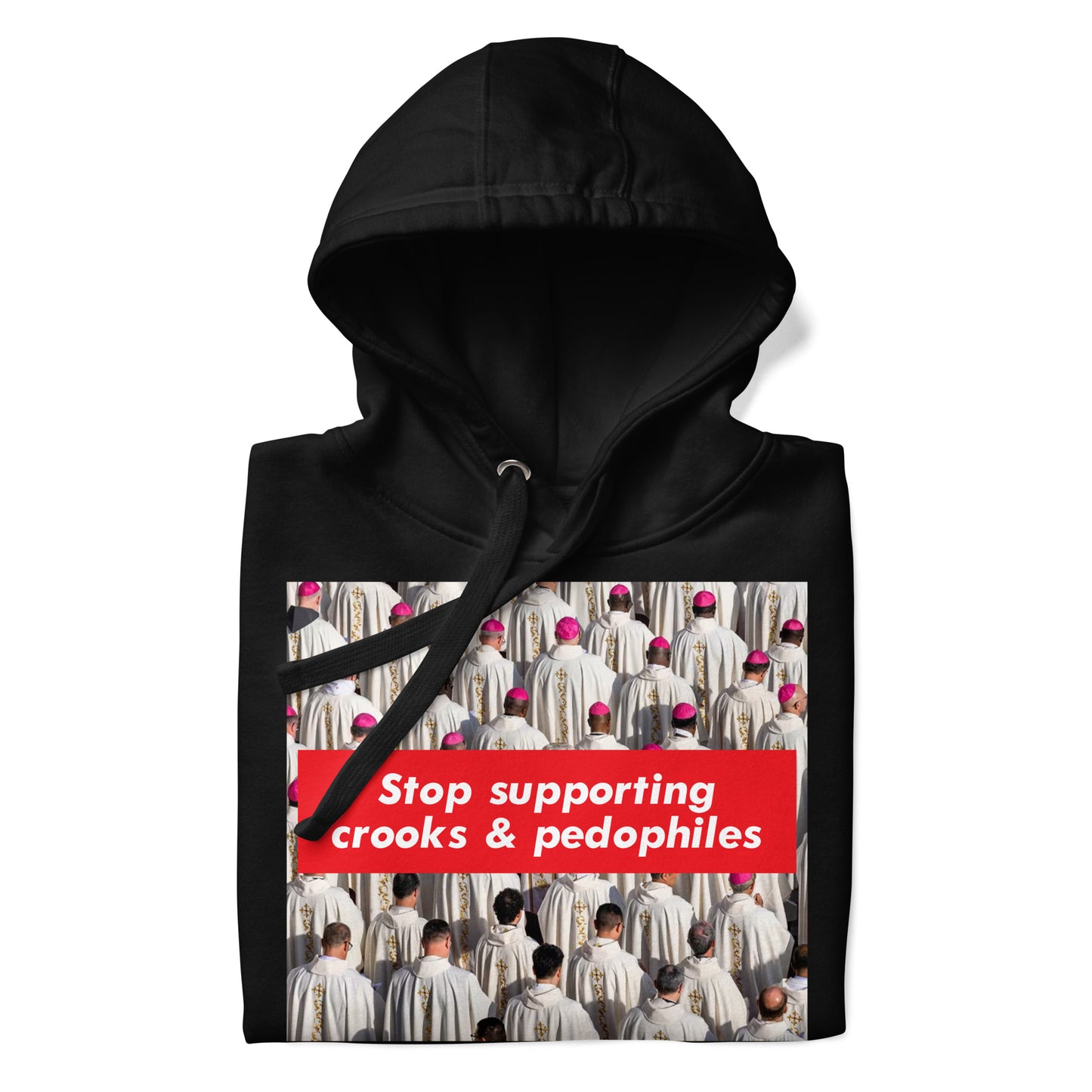 Black-Vatican Crooks Hoodie from B.Different Clothing, folded, graffiti-inspired streetwear