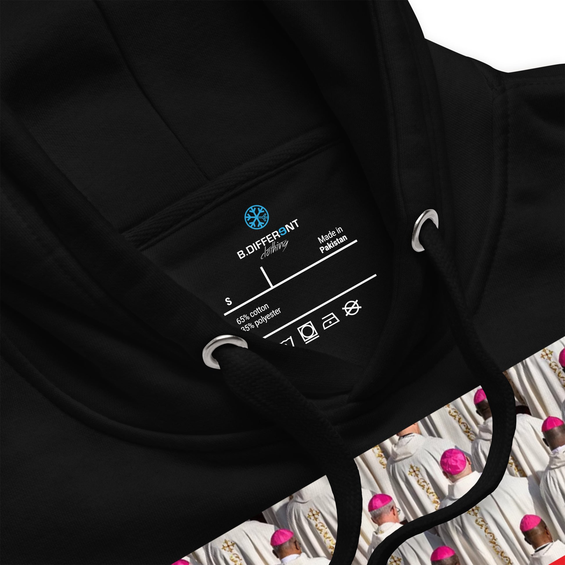 Black-Vatican Crooks Hoodie from B.Different Clothing, collar, graffiti-inspired streetwear