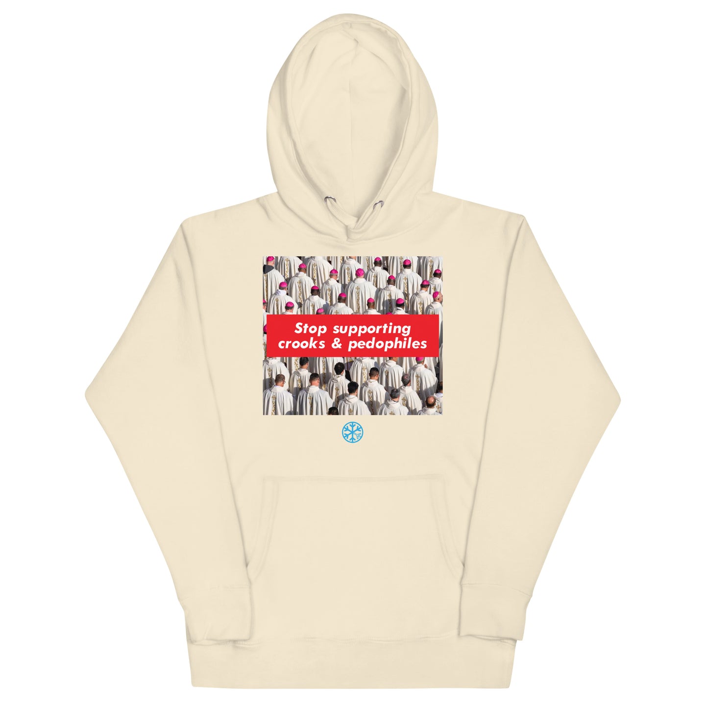 Beige-Vatican Crooks Hoodie from B.Different Clothing, front view, graffiti-inspired streetwear