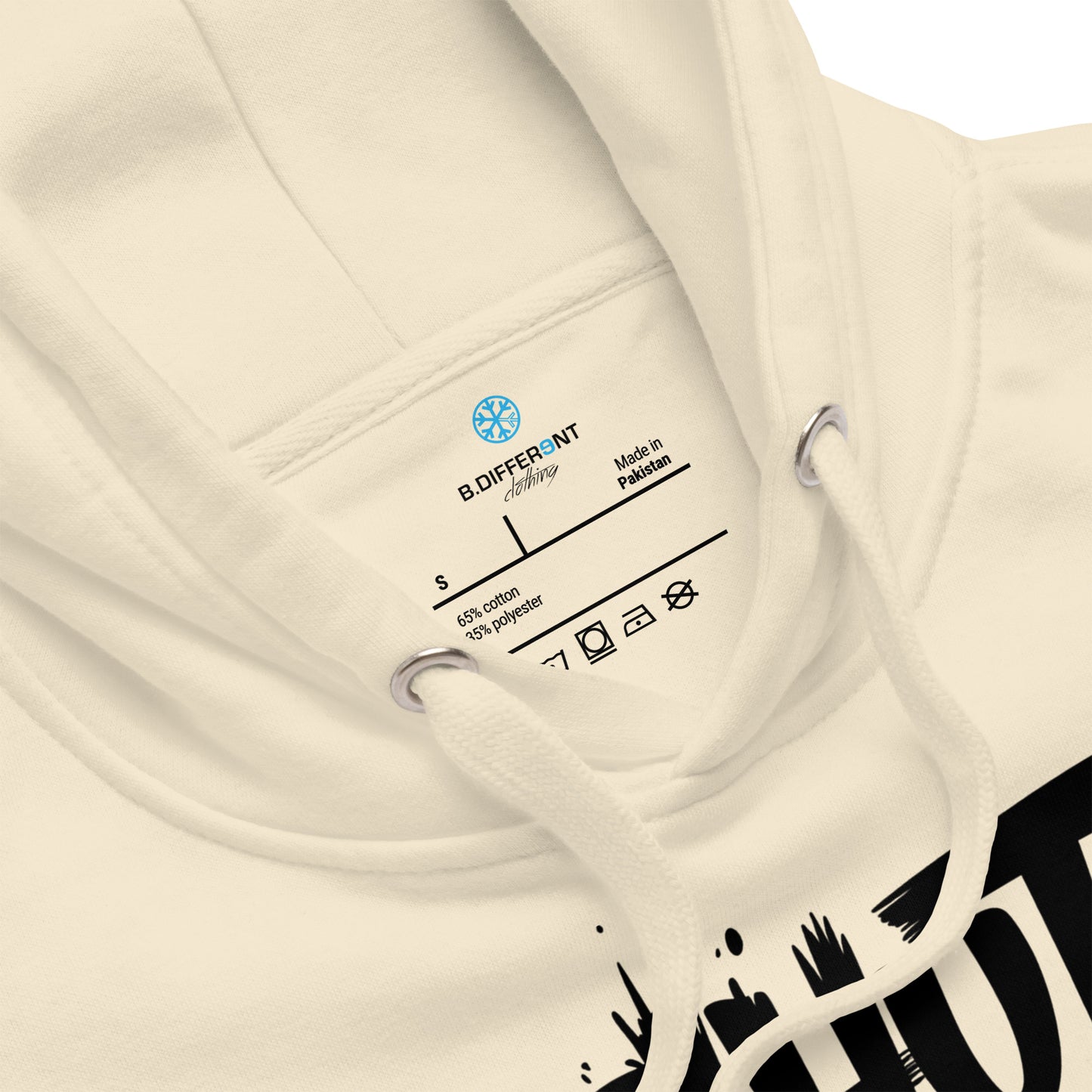 Beige-Shut Up and Paint Graffiti Hoodie from B.Different Clothing, collar, graffiti-inspired streetwear