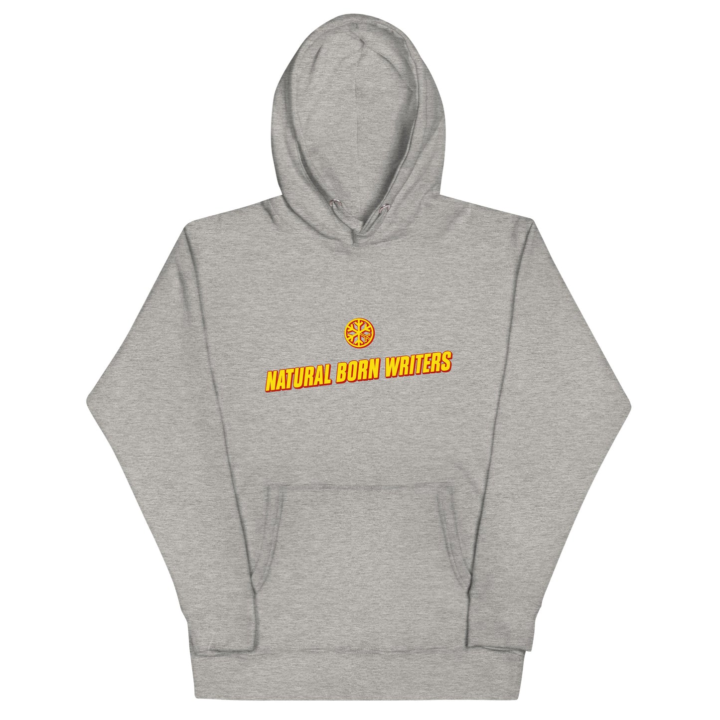 Gray-Natural Born Writers Graffiti Hoodie from B.Different Clothing, front view, graffiti-inspired streetwear