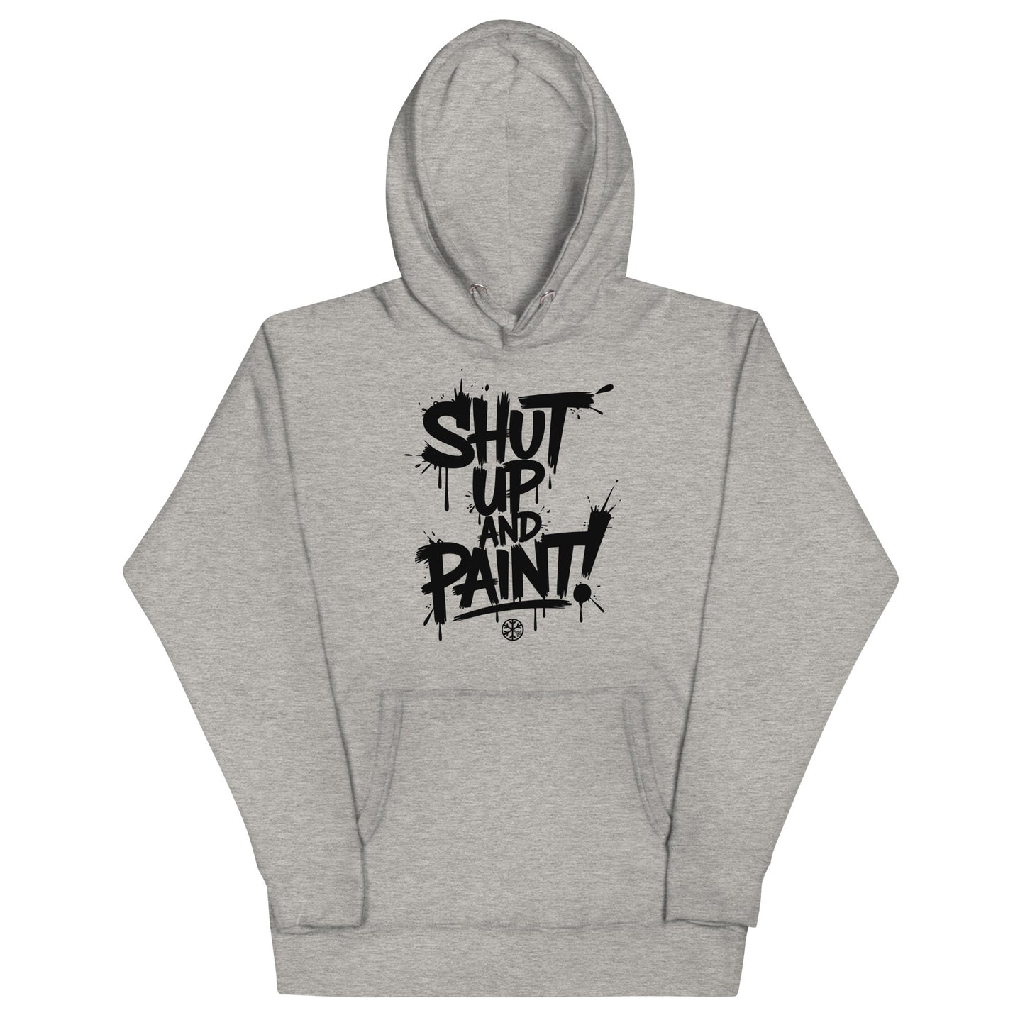 Gray-Shut Up and Paint Graffiti Hoodie from B.Different Clothing, front view, graffiti-inspired streetwear