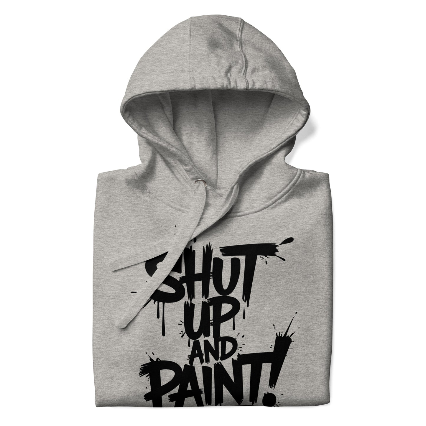 Gray-Shut Up and Paint Graffiti Hoodie from B.Different Clothing, folded, graffiti-inspired streetwear