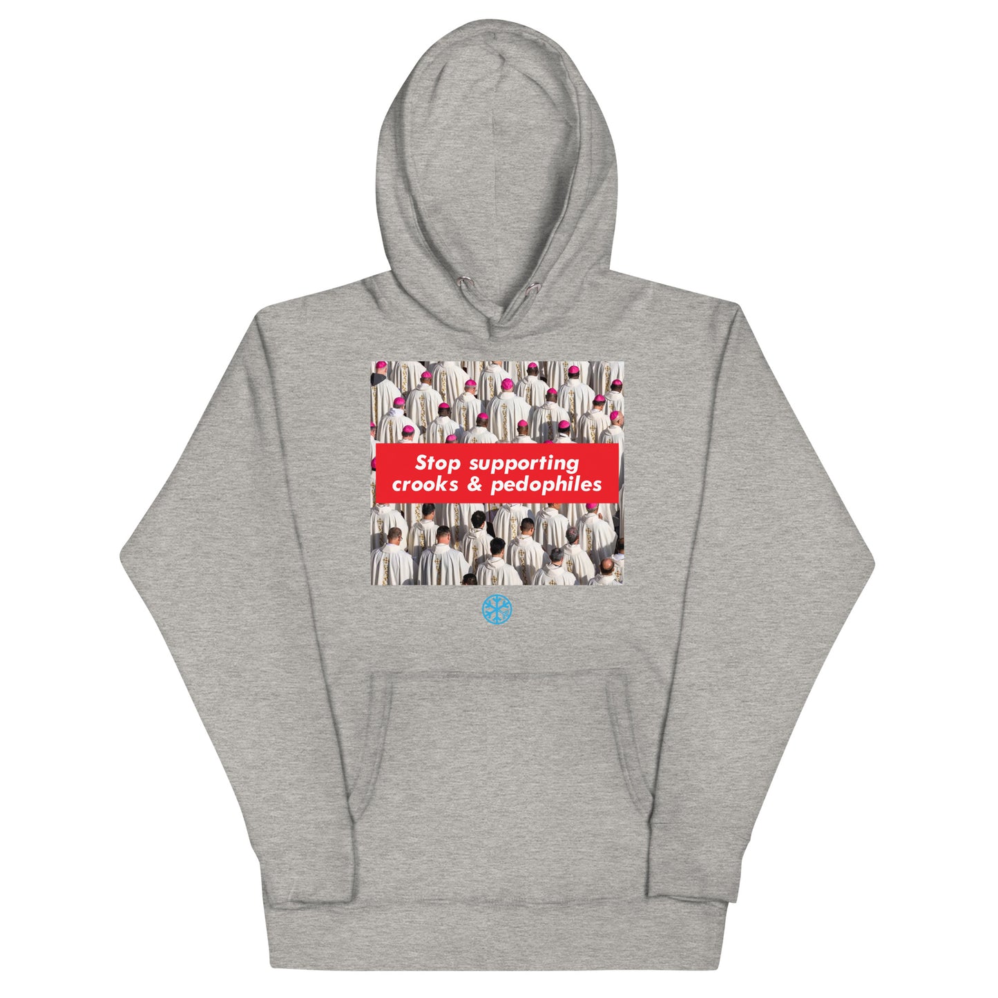 Gray-Vatican Crooks Hoodie from B.Different Clothing, front view, graffiti-inspired streetwear