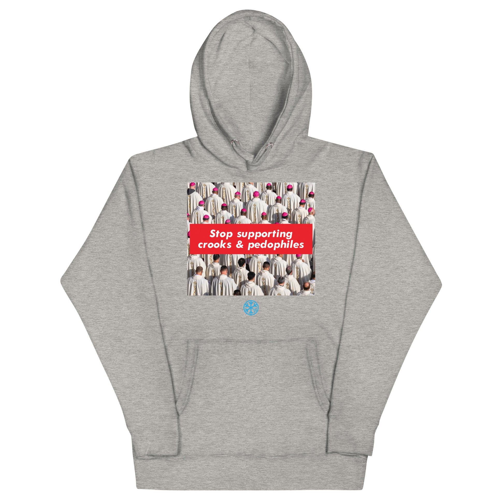 Gray-Vatican Crooks Hoodie from B.Different Clothing, front view, graffiti-inspired streetwear