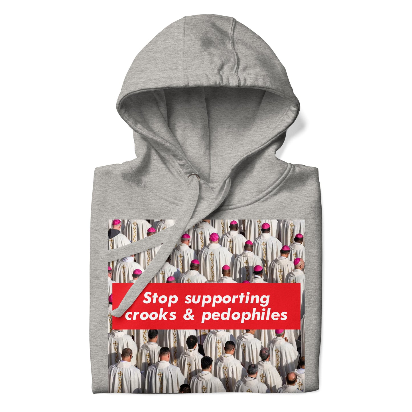 Gray-Vatican Crooks Hoodie from B.Different Clothing, folded, graffiti-inspired streetwear