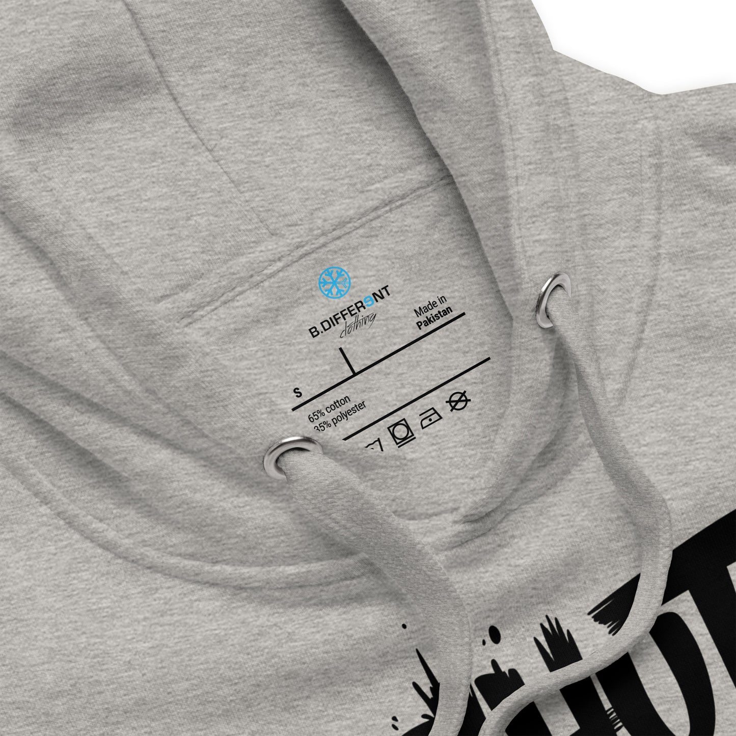 Gray-Shut Up and Paint Graffiti Hoodie from B.Different Clothing, collar, graffiti-inspired streetwear