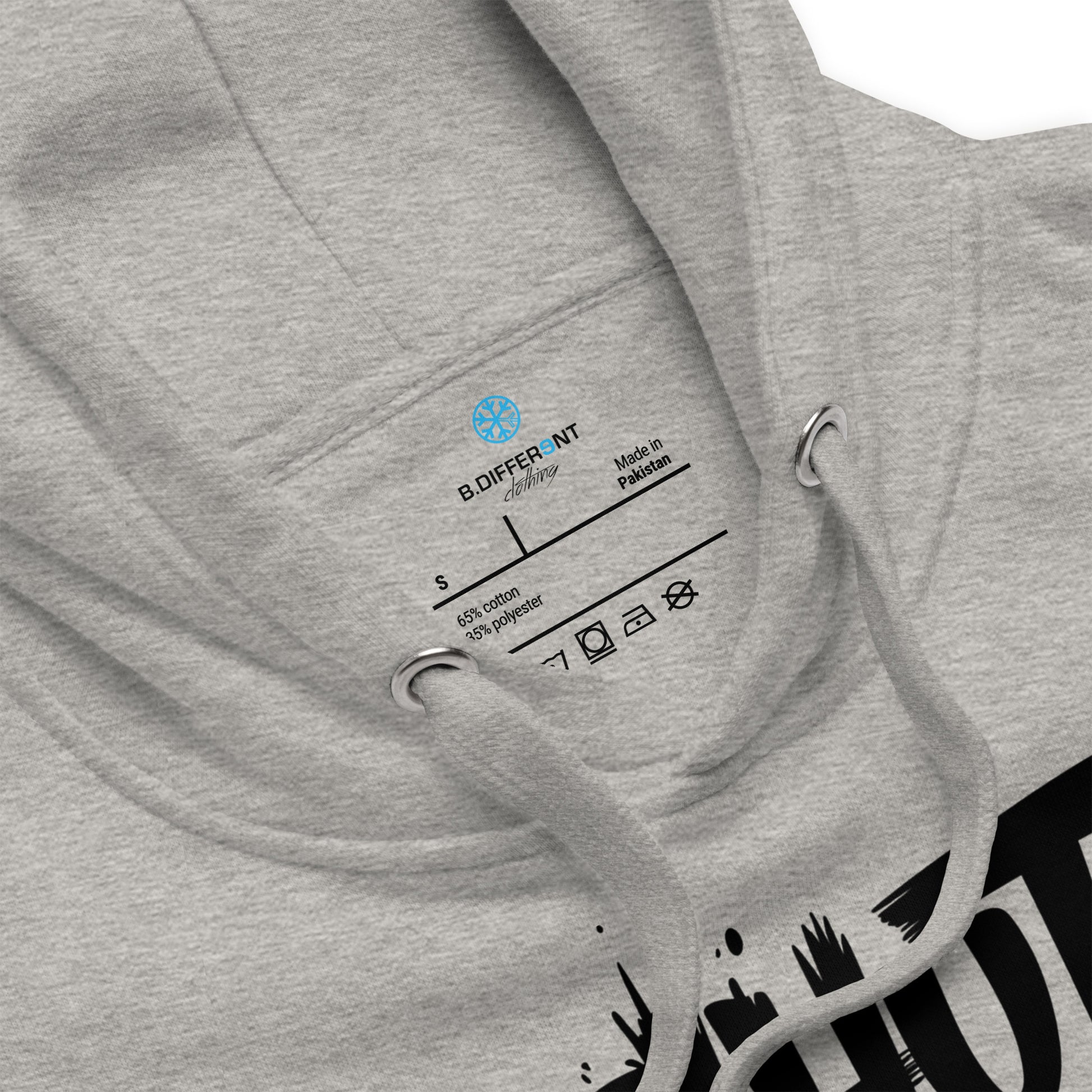 Gray-Shut Up and Paint Graffiti Hoodie from B.Different Clothing, collar, graffiti-inspired streetwear