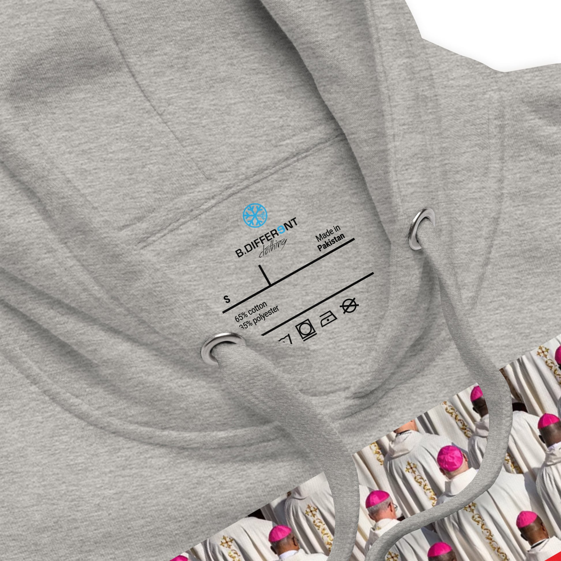 Gray-Vatican Crooks Hoodie from B.Different Clothing, collar, graffiti-inspired streetwear