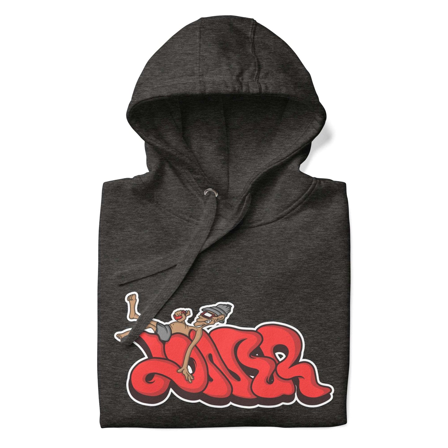 folded Loner hoodie dark gray by B.Different Clothing street art graffiti inspired streetwear brand for weirdos, outsiders, and misfits.