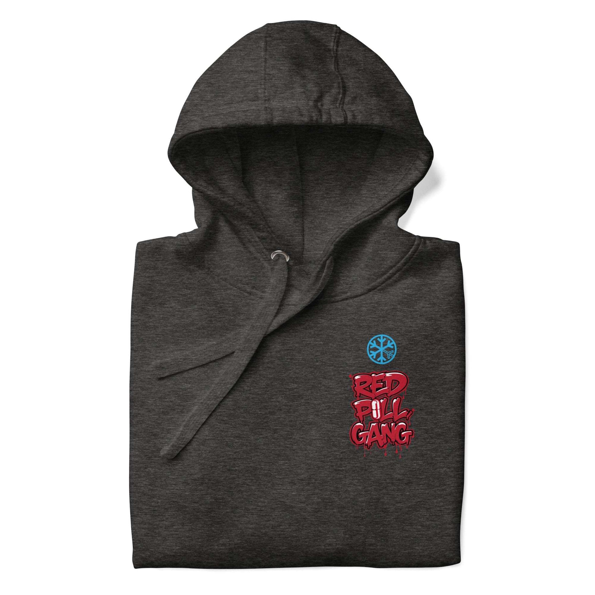 folded red pill gang hoodie dark gray B.Different Clothing graffiti street art inspired independent streetwear brand