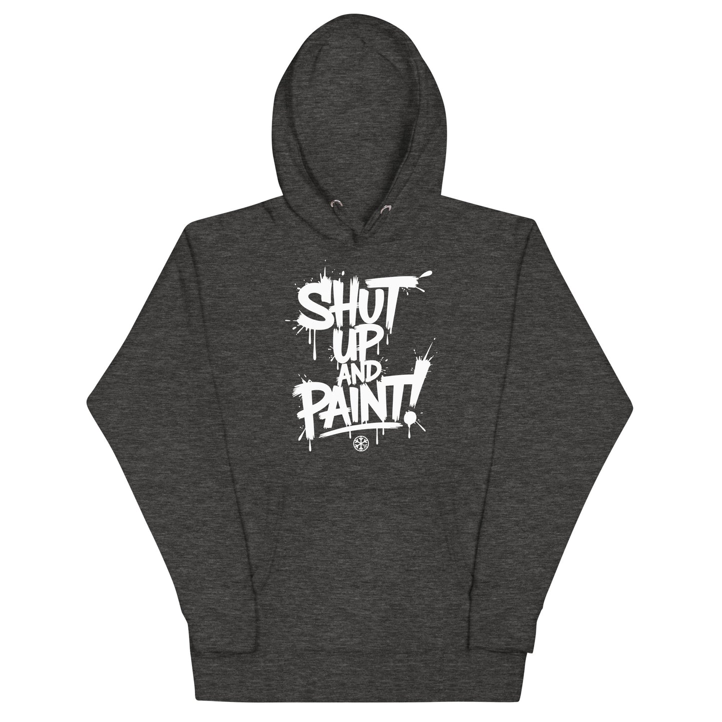 Darkgray-Shut Up and Paint Graffiti Hoodie from B.Different Clothing, front view, graffiti-inspired streetwear