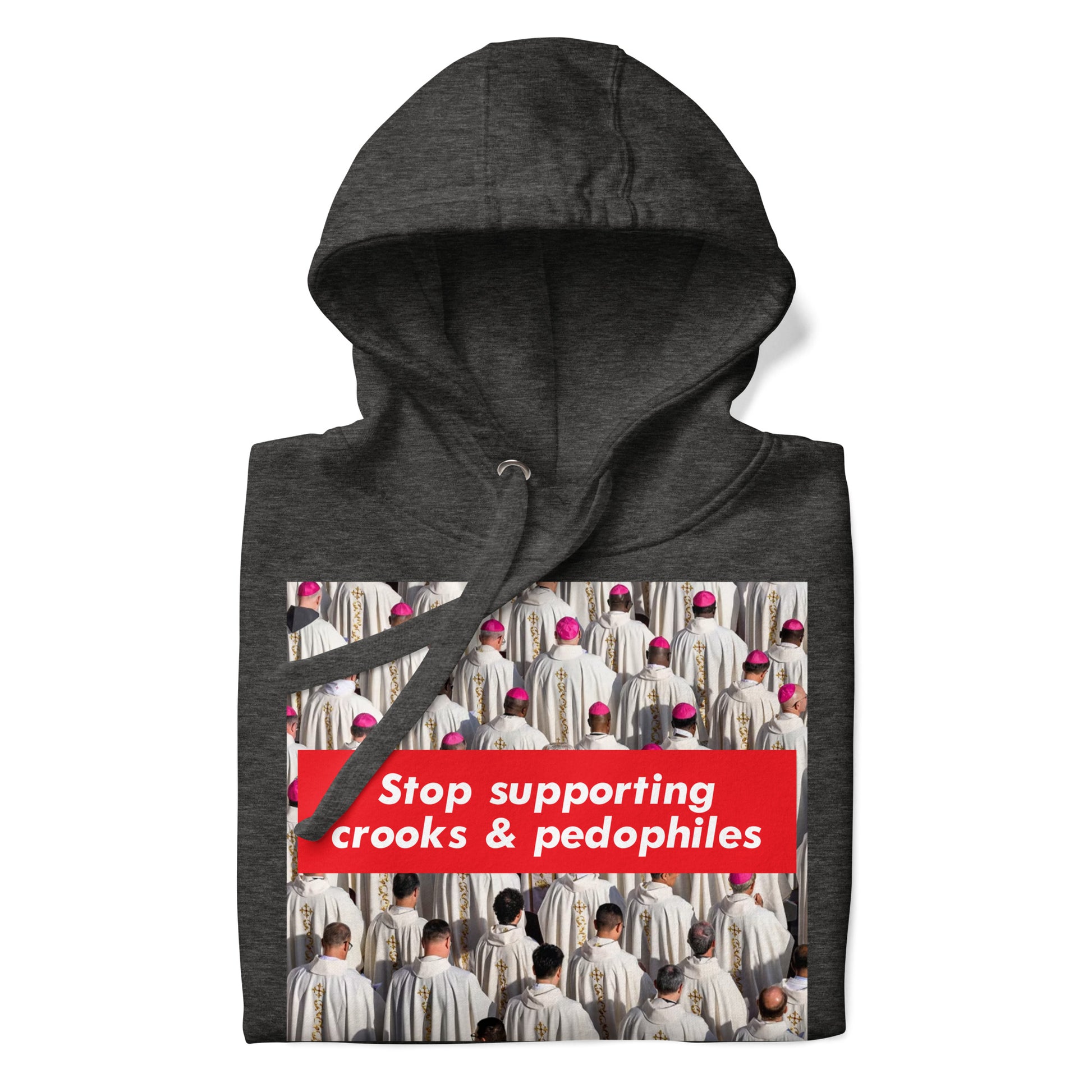 Darkgray-Vatican Crooks Hoodie from B.Different Clothing, folded, graffiti-inspired streetwear