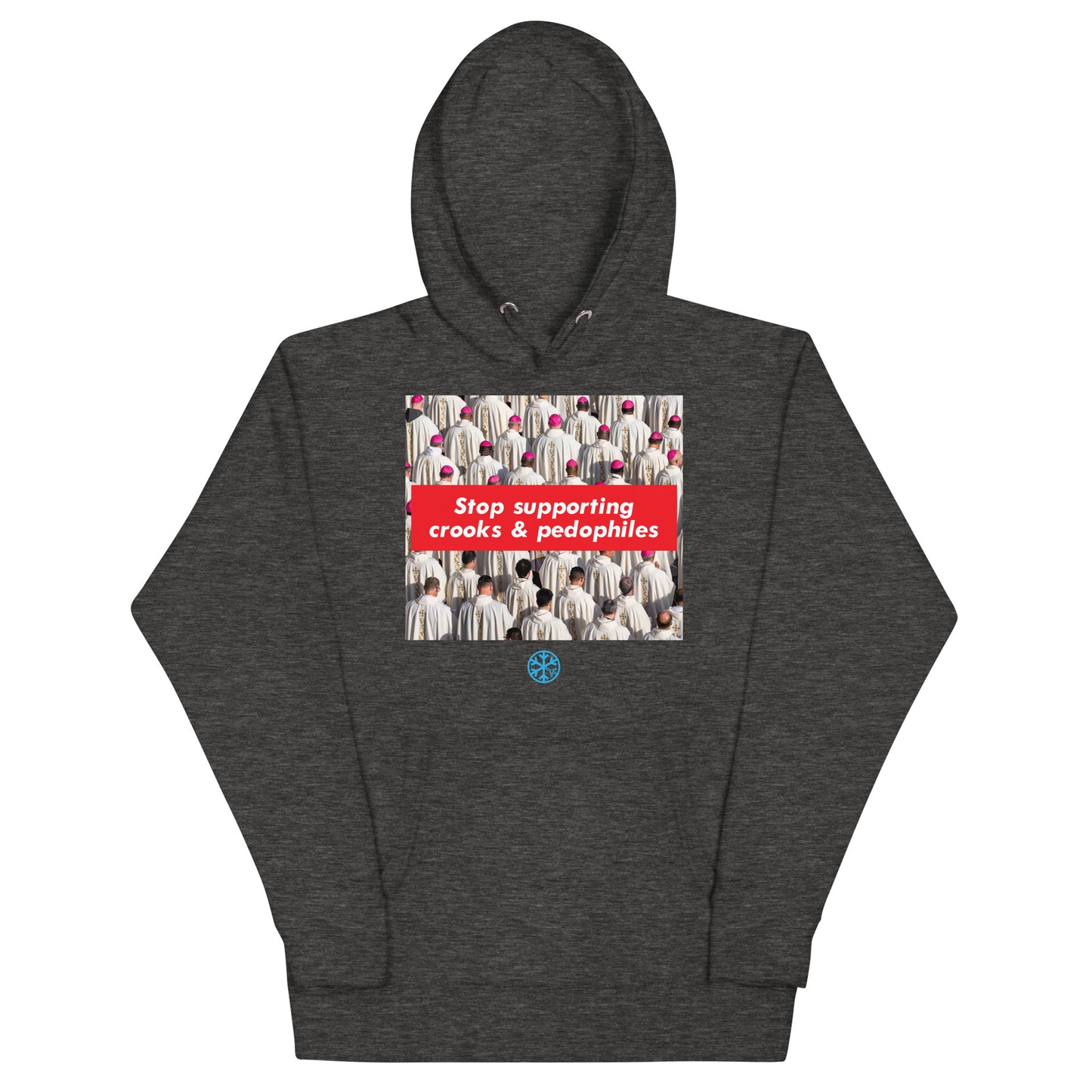 Darkgray-Vatican Crooks Hoodie from B.Different Clothing, front view, graffiti-inspired streetwear