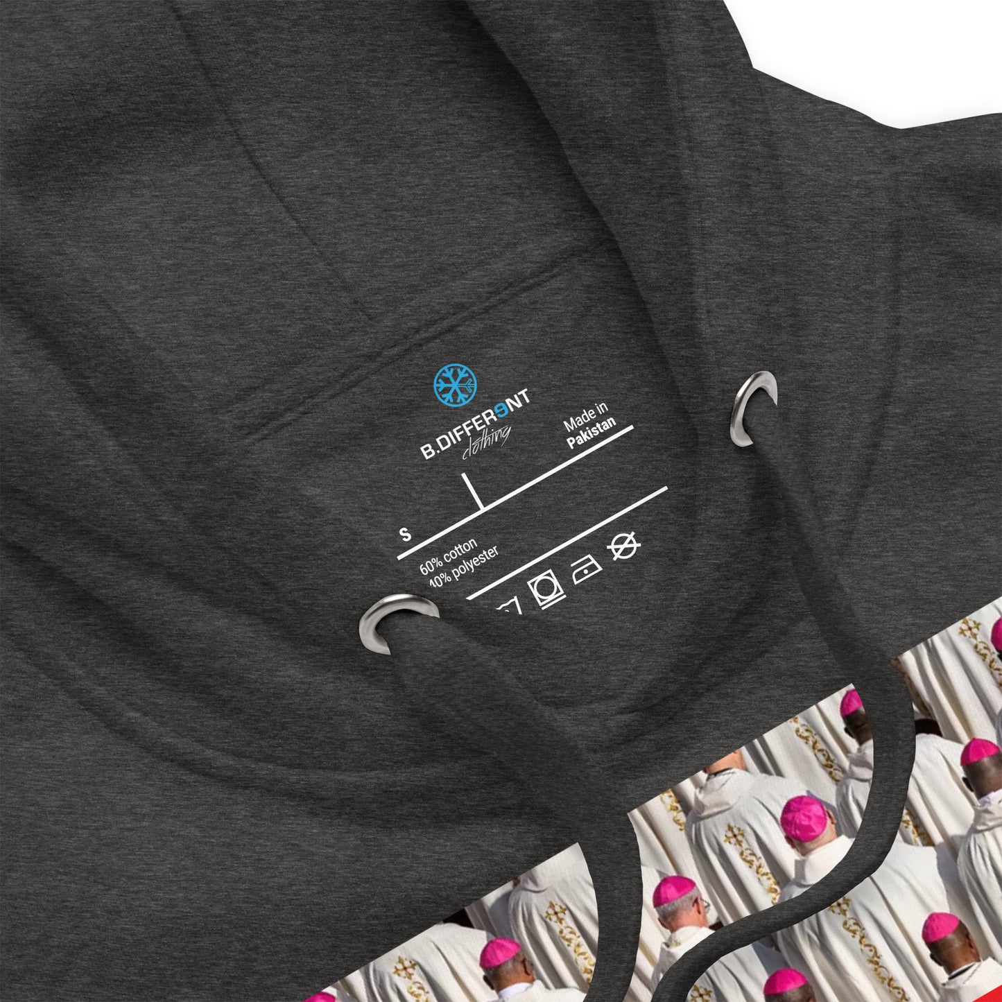 Darkgray-Vatican Crooks Hoodie from B.Different Clothing, collar, graffiti-inspired streetwear