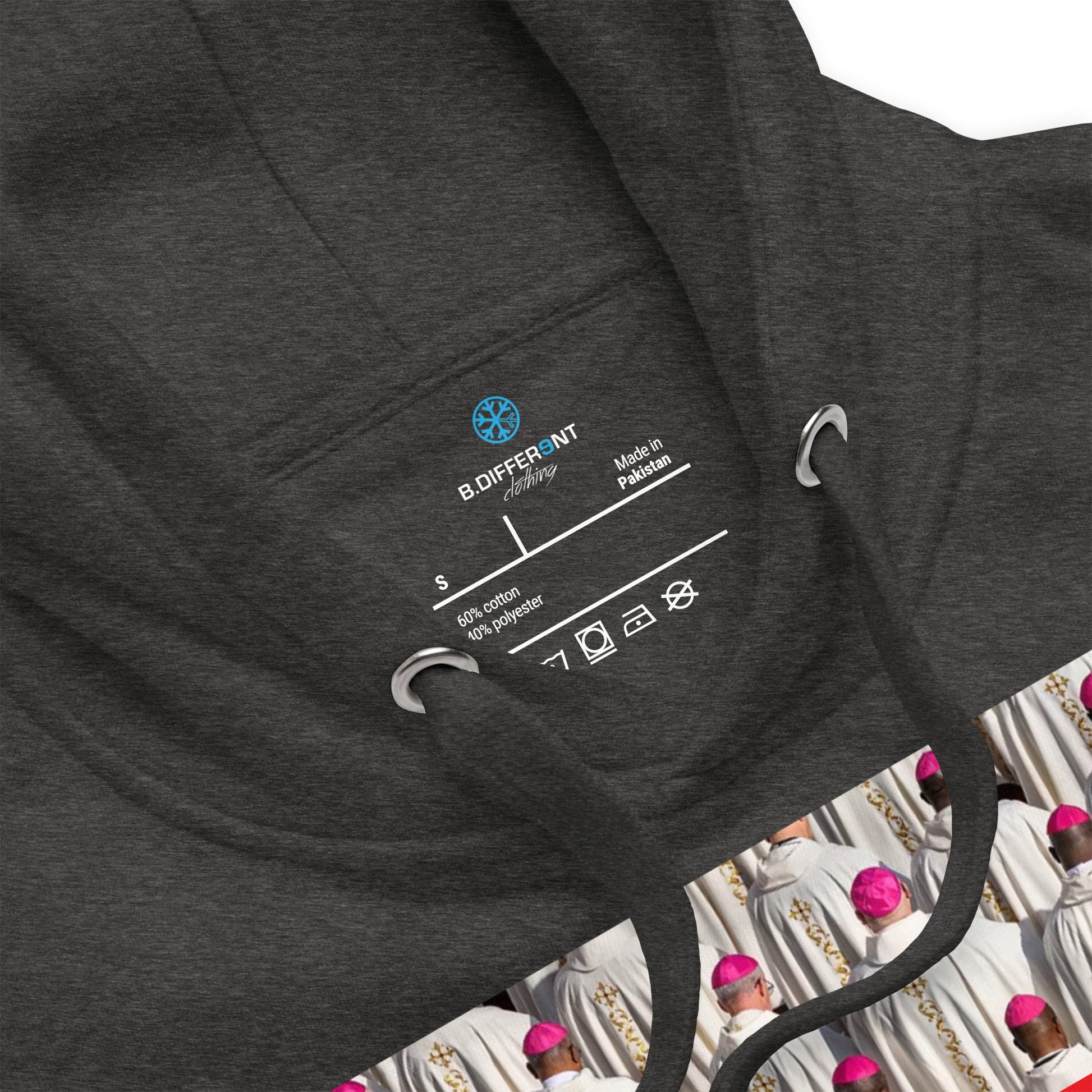 Darkgray-Vatican Crooks Hoodie from B.Different Clothing, collar, graffiti-inspired streetwear