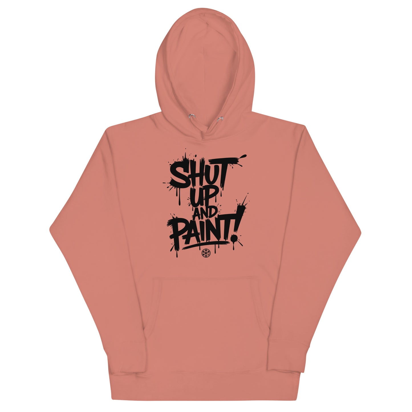 Pink-Shut Up and Paint Graffiti Hoodie from B.Different Clothing, front view, graffiti-inspired streetwear