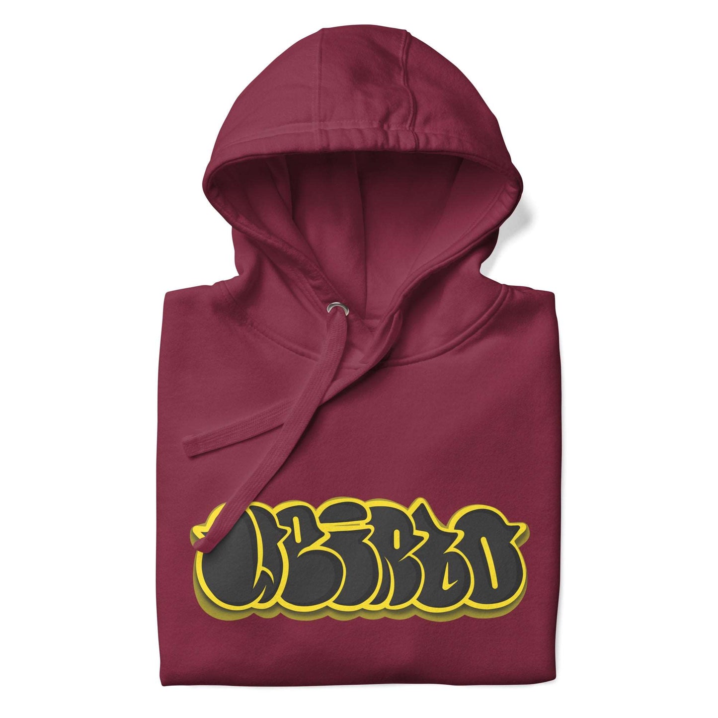 folded Weirdo Throwie Hoodie maroon by B.Different Clothing street art graffiti inspired streetwear brand