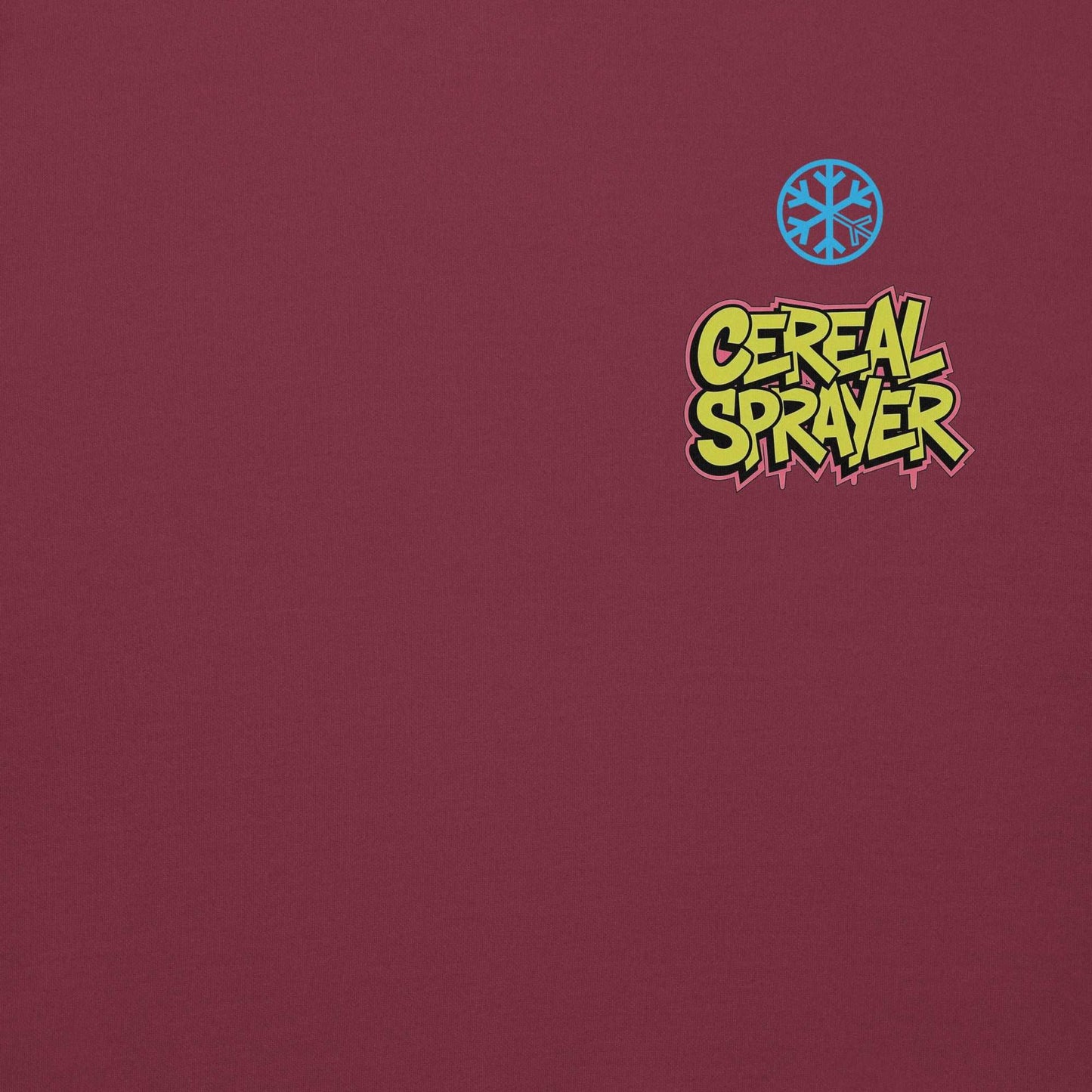 front graphic of Cereal Sprayer Graffiti Hoodie maroon B.Different Clothing graffiti street art inspired streetwear brand