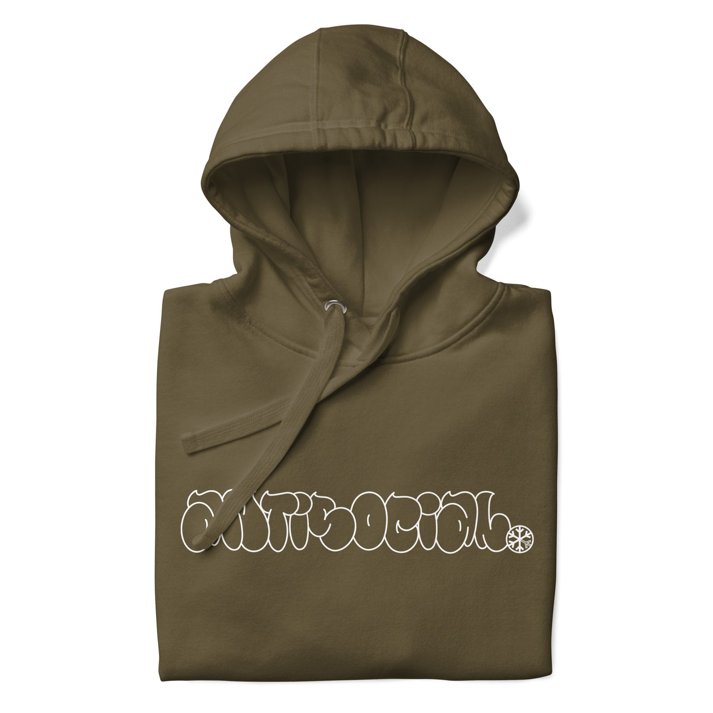 Green-Antisocial Graffiti Hollow Hoodie from B.Different Clothing, folded, graffiti-inspired streetwear